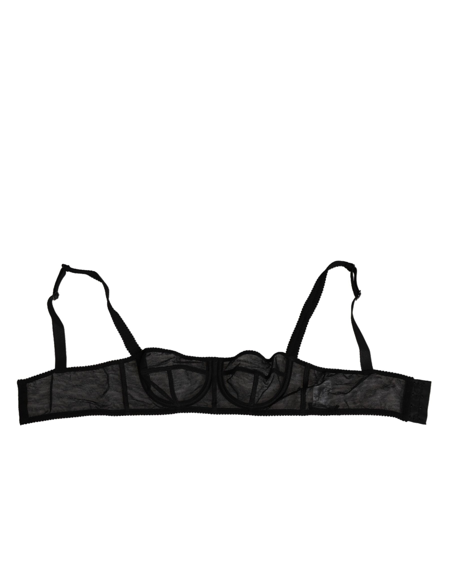 Dolce & Gabbana Black Floral Underwired Balconette Bra Underwear | Regal Royce