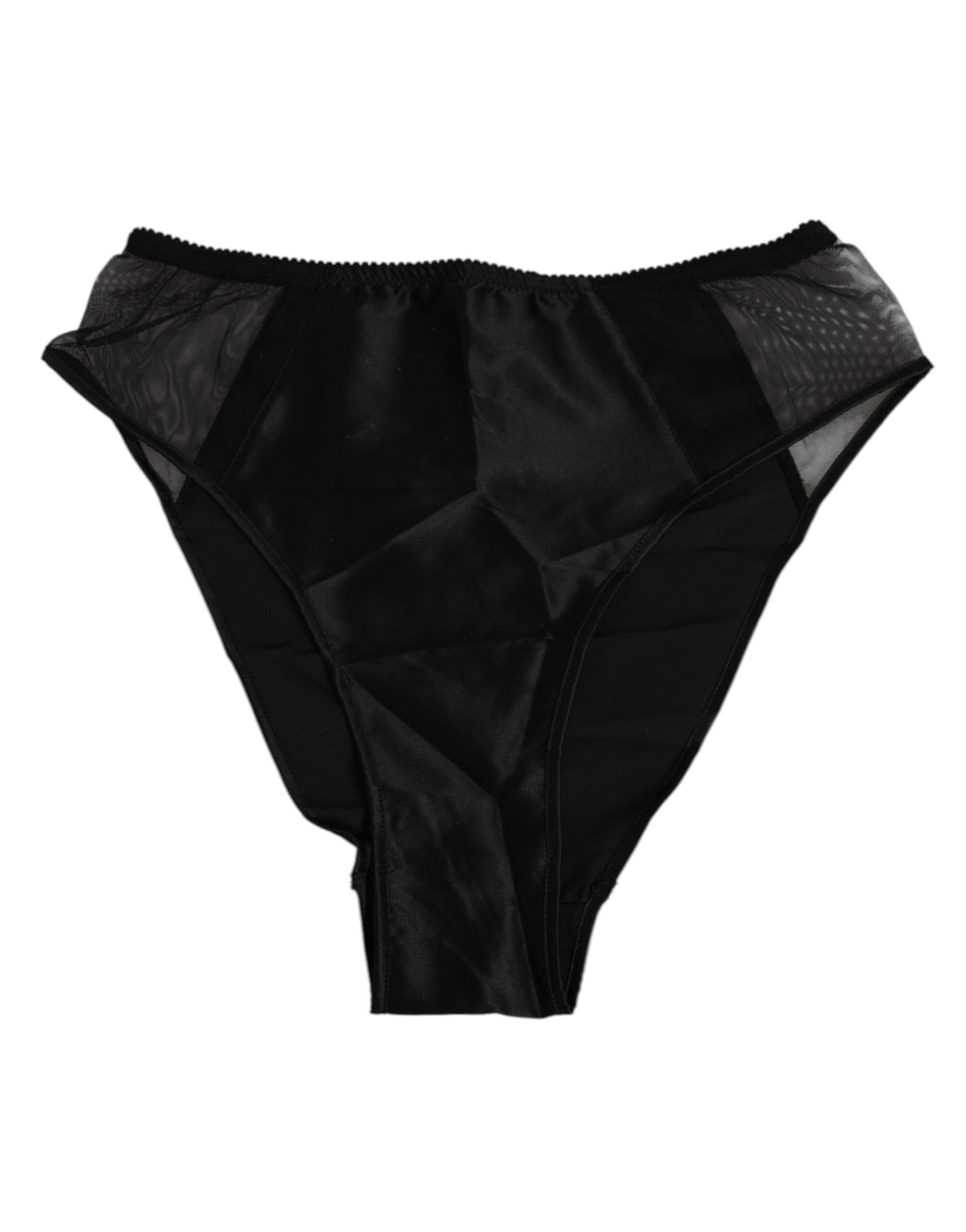 Dolce & Gabbana Black Silk Stretch High Waist Panty Underwear | Regal Royce