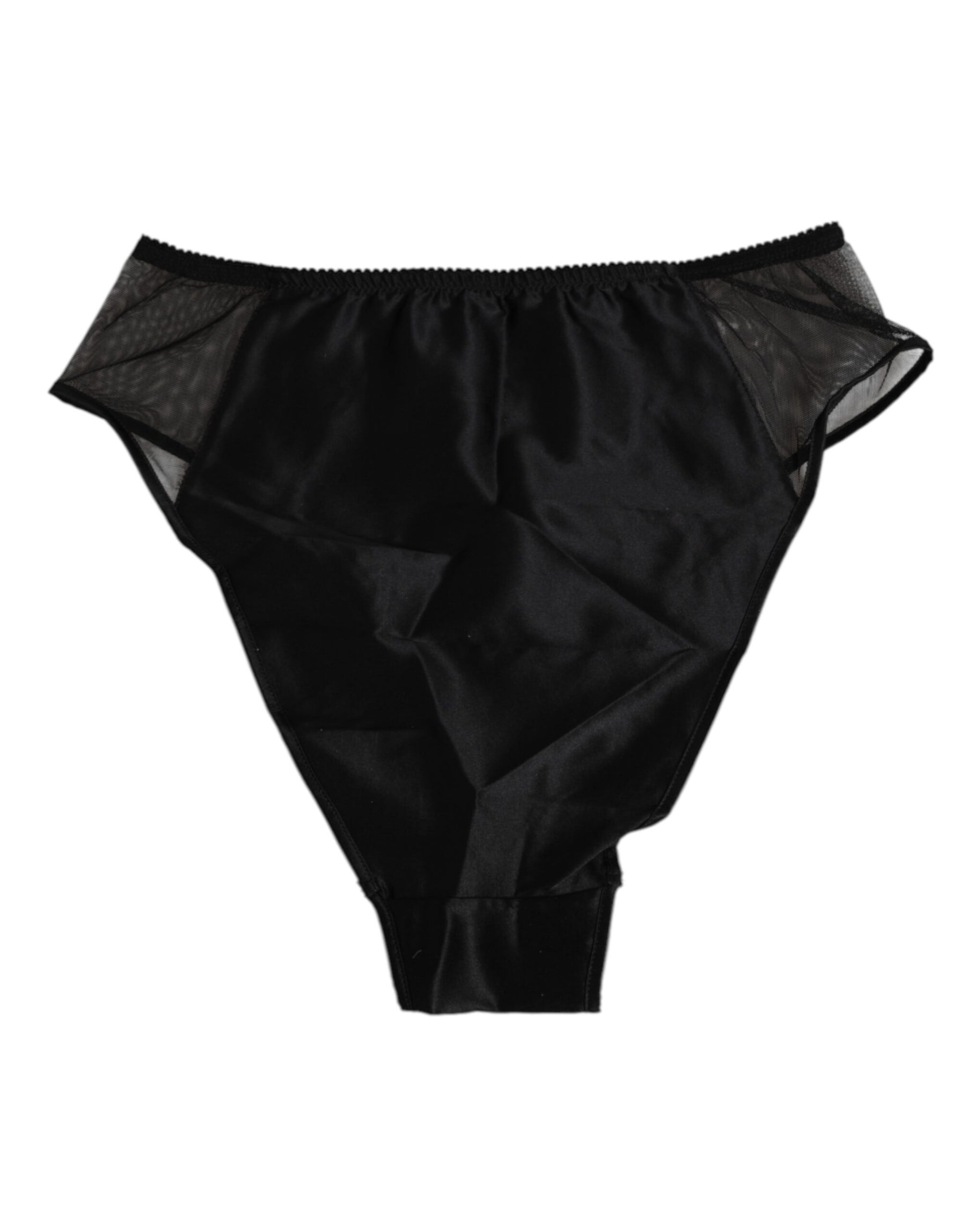 Dolce & Gabbana Black Silk Stretch High Waist Panty Underwear | Regal Royce