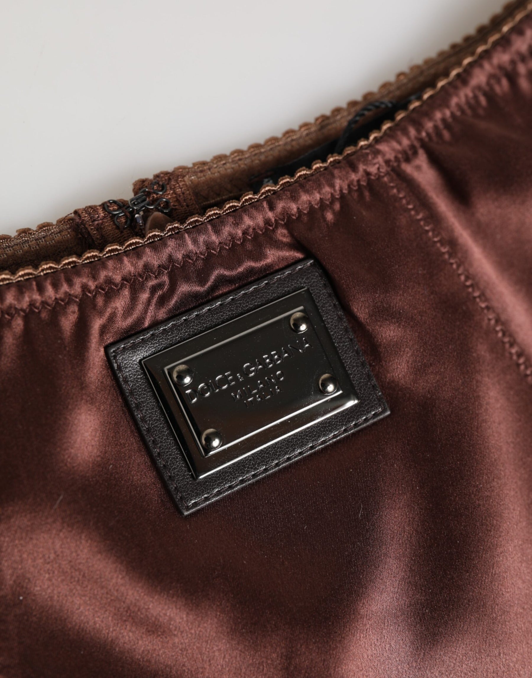 Dolce & Gabbana Brown Silk Stretch High Waist Girdle Underwear | Regal Royce