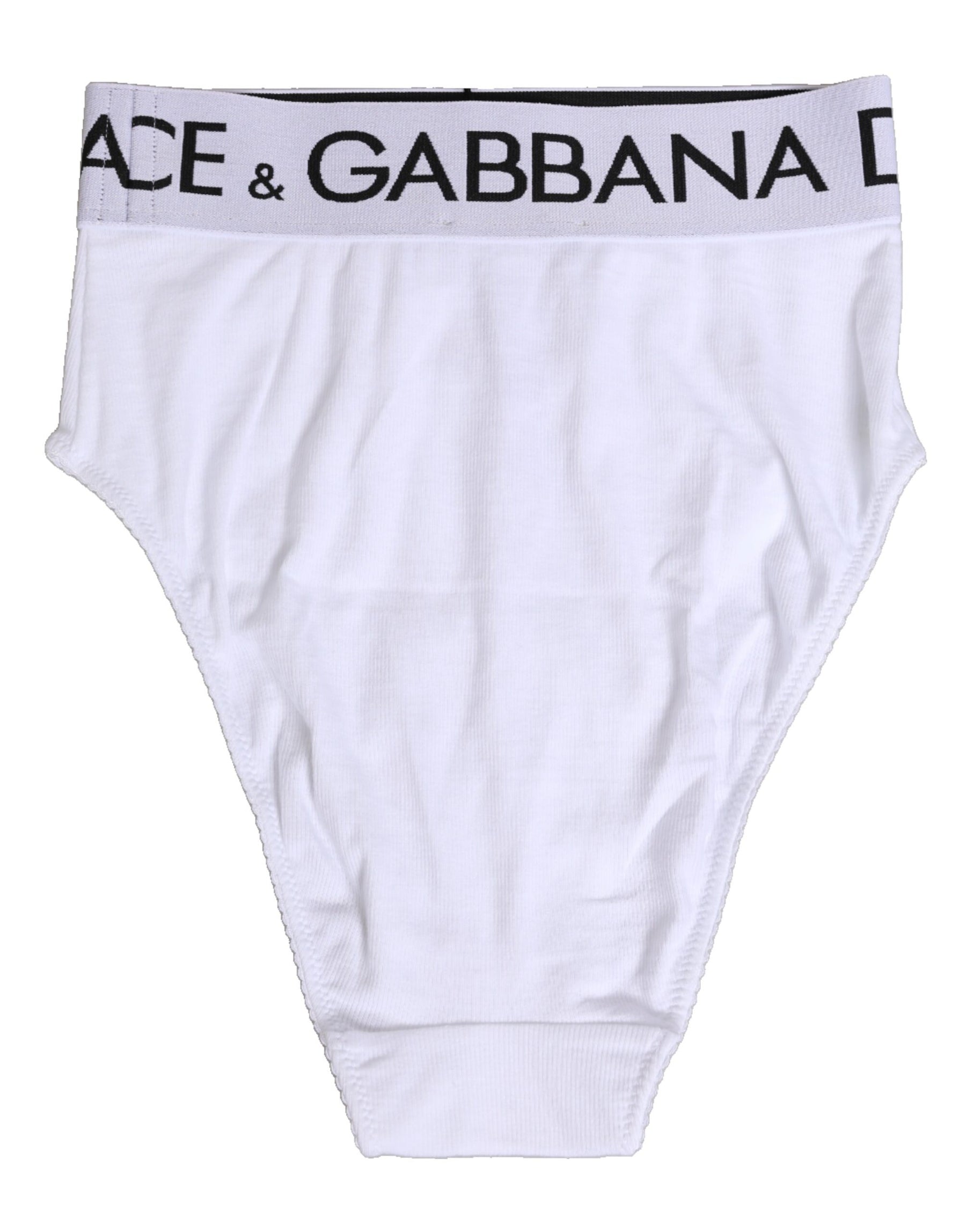 Dolce & Gabbana White Cotton Stretch High Waist Panty Underwear | Regal Royce