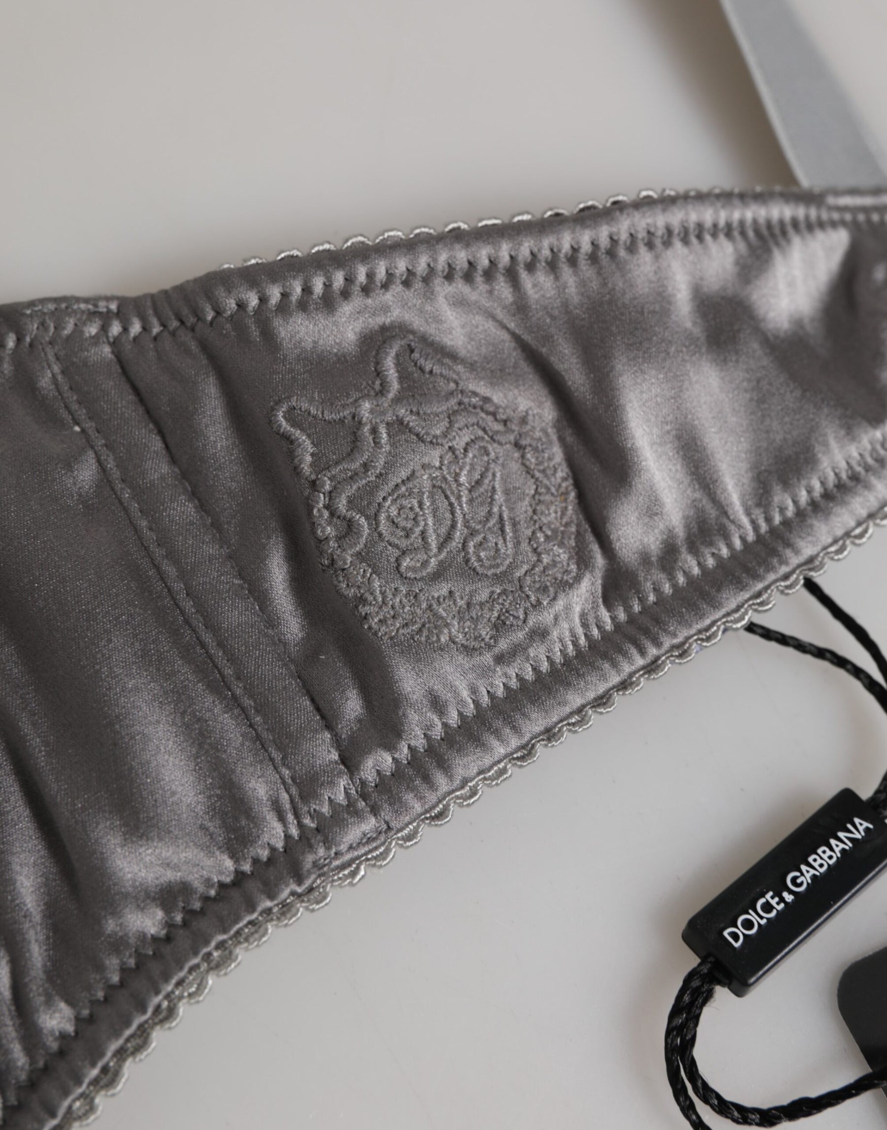 Dolce & Gabbana Gray Silk Underwired Balconette Bra Underwear | Regal Royce