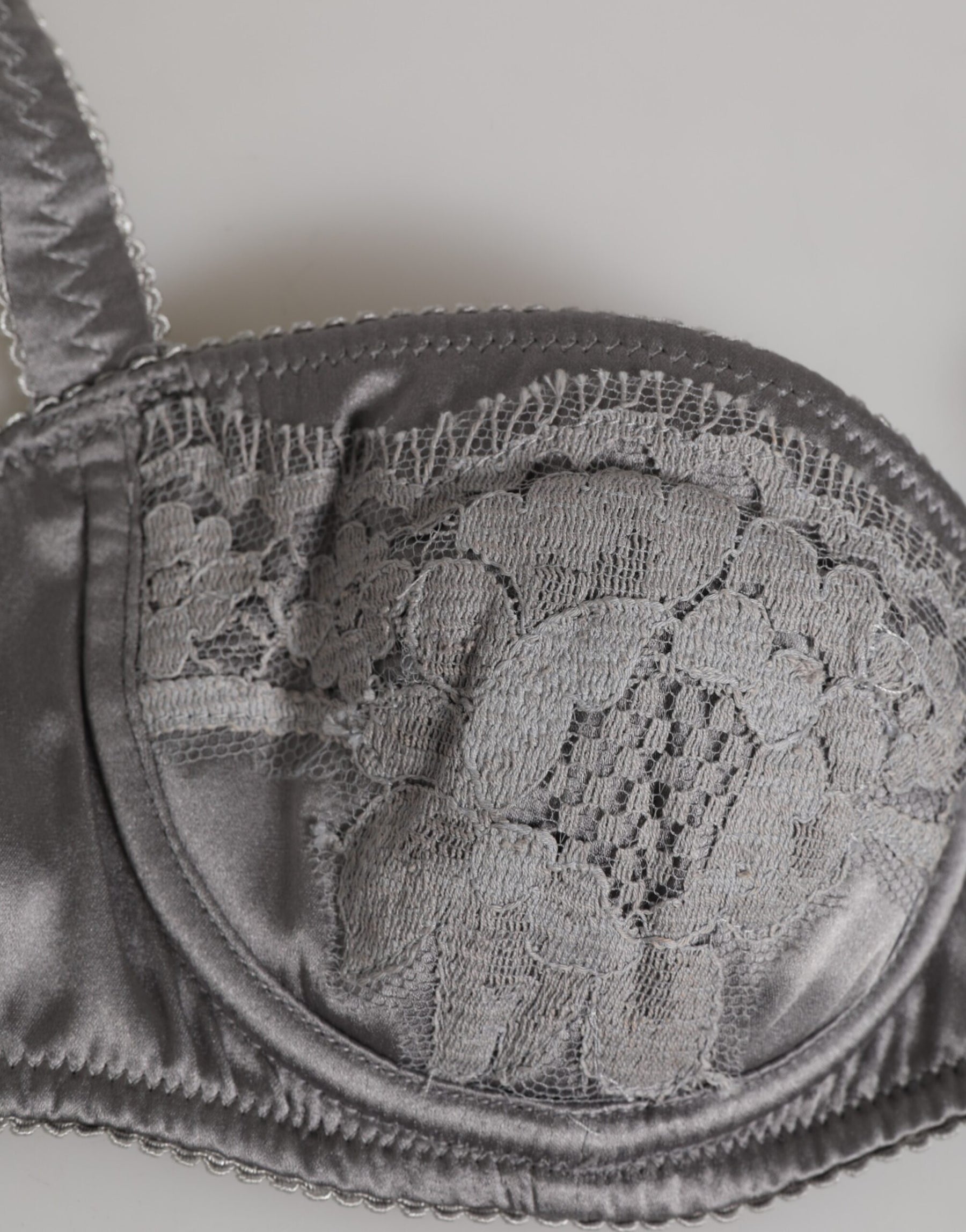 Dolce & Gabbana Gray Silk Underwired Balconette Bra Underwear | Regal Royce