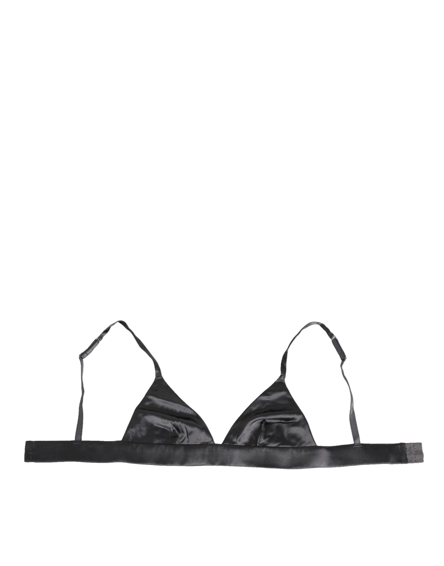 Dolce & Gabbana Black Silk Satin Triangle Soft Cup Underwear | Regal Royce