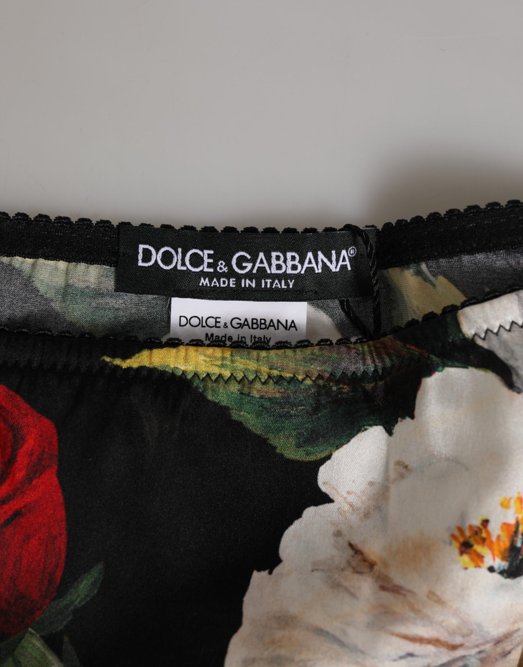 Dolce & Gabbana Black Floral Print Mid Waist Panty Underwear | Regal Royce