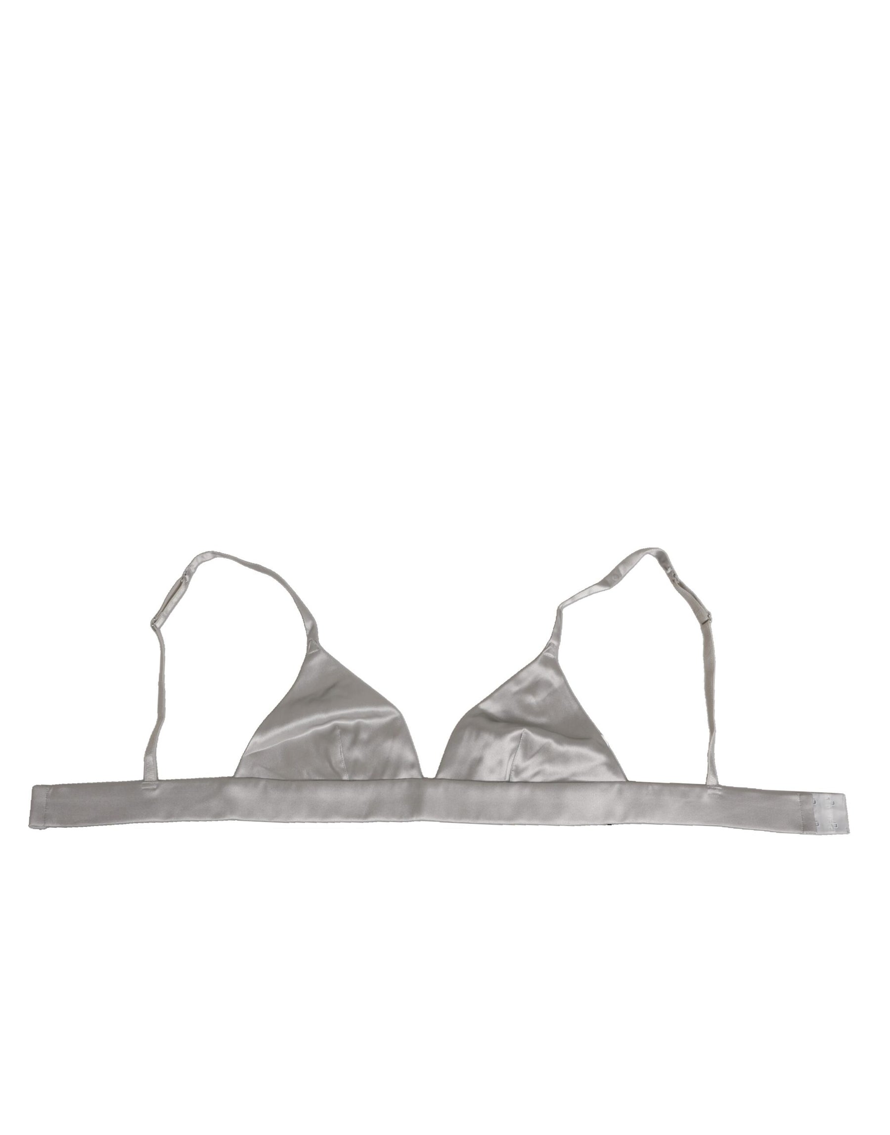 Dolce & Gabbana Gray Silk Satin Triangle Soft Cup Bra Underwear | Regal Royce