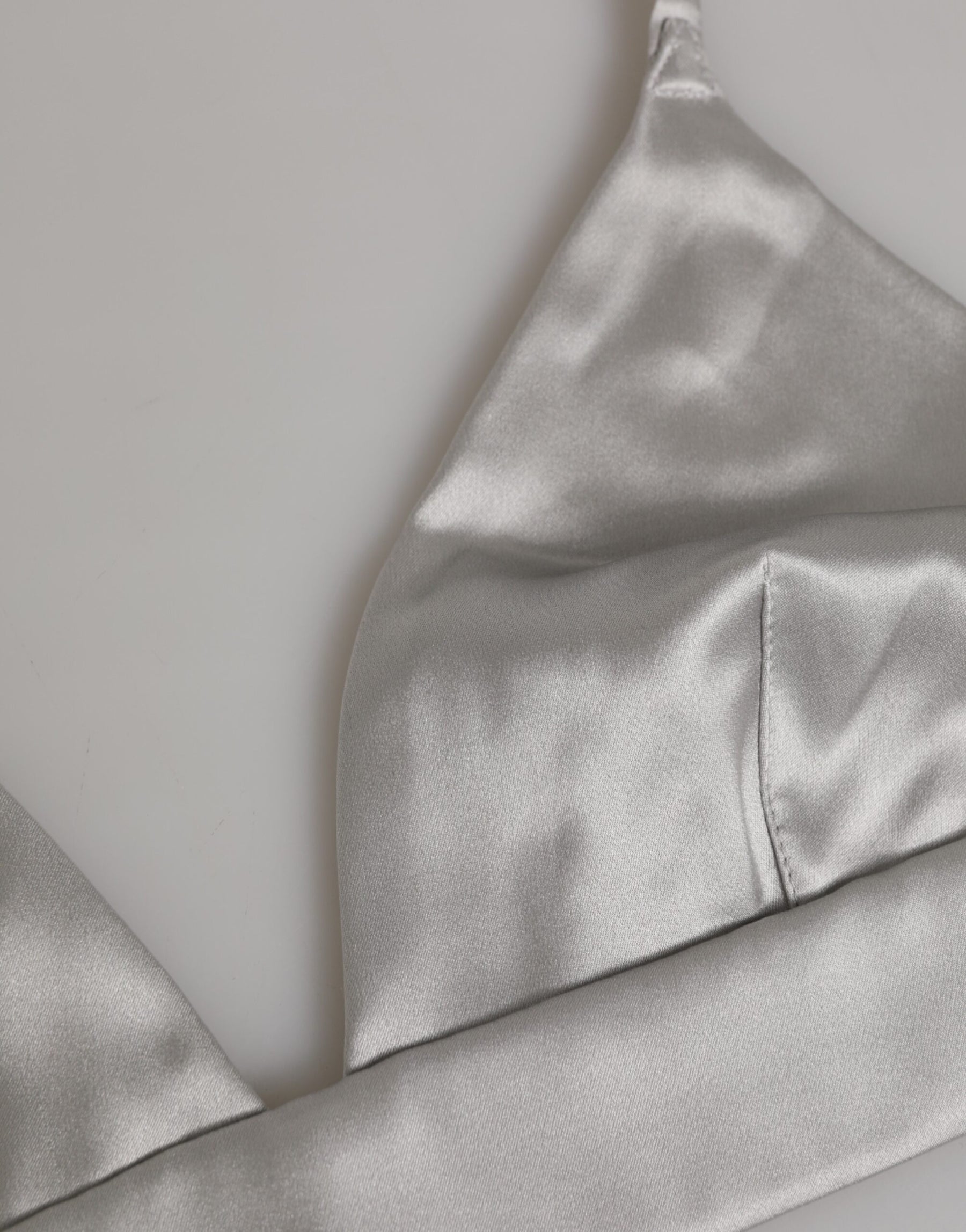 Dolce & Gabbana Gray Silk Satin Triangle Soft Cup Bra Underwear | Regal Royce