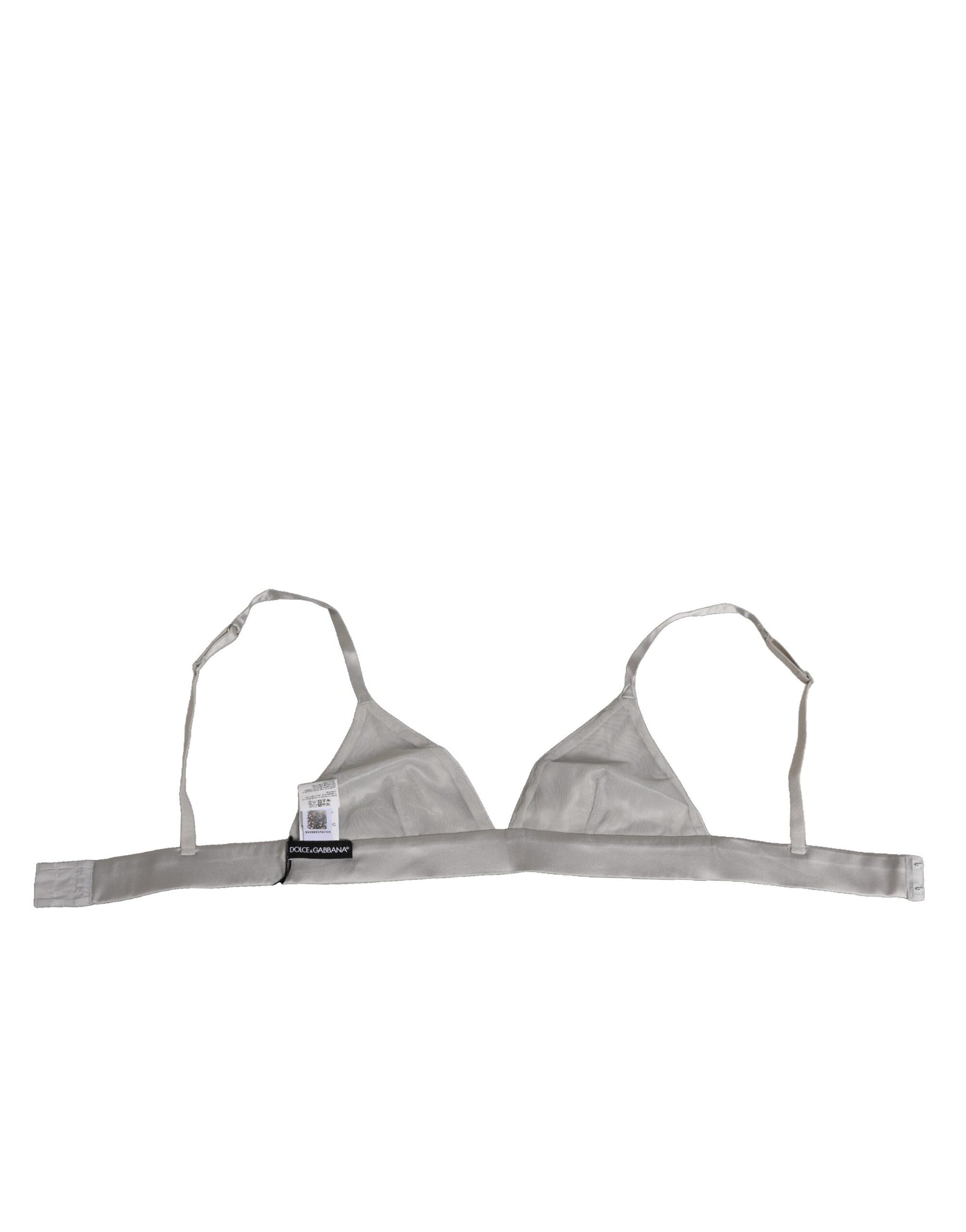 Dolce & Gabbana Gray Silk Satin Triangle Soft Cup Bra Underwear | Regal Royce