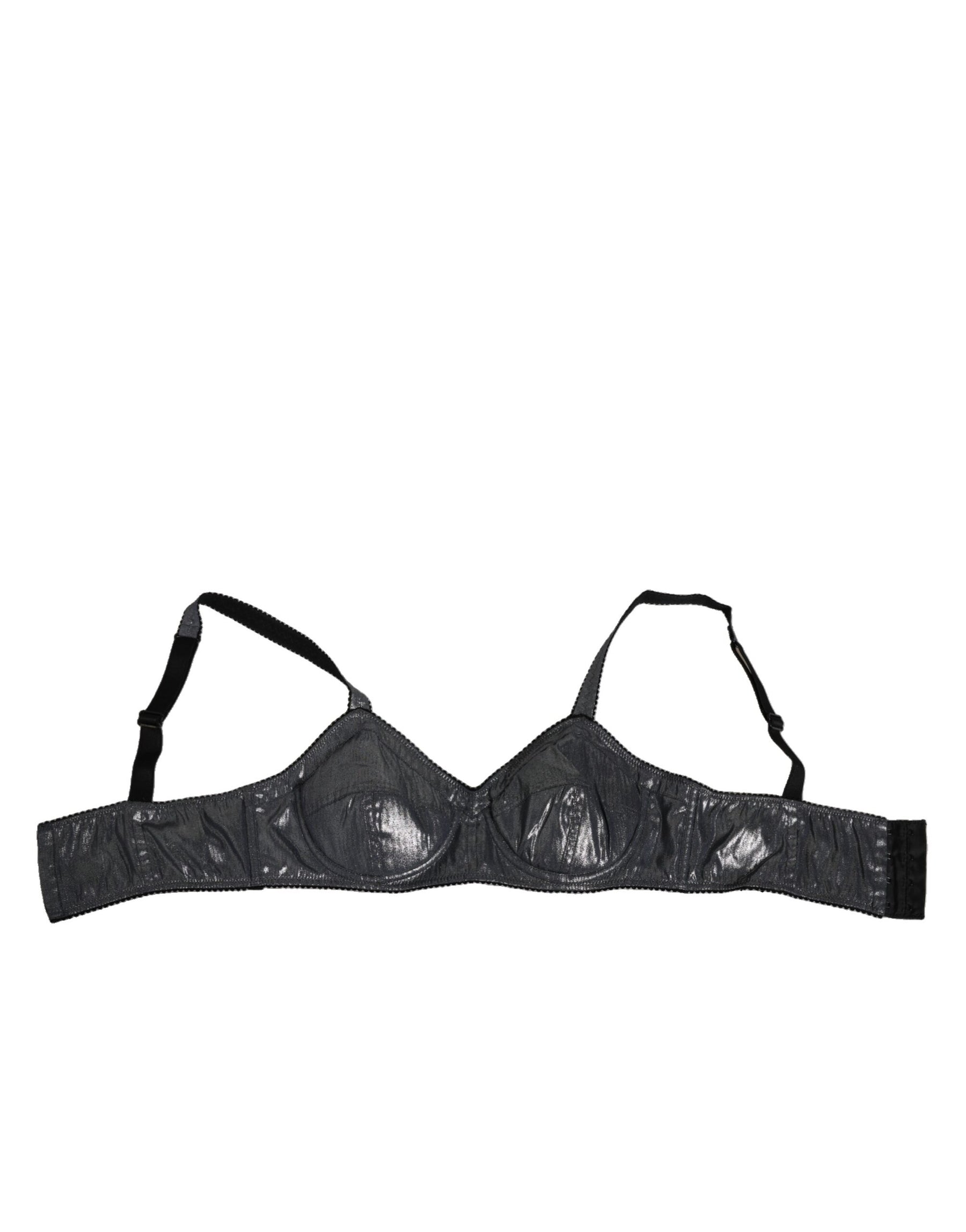 Dolce & Gabbana Dark Gray Silk Stretch Balconcino Bra Underwear | Regal Royce