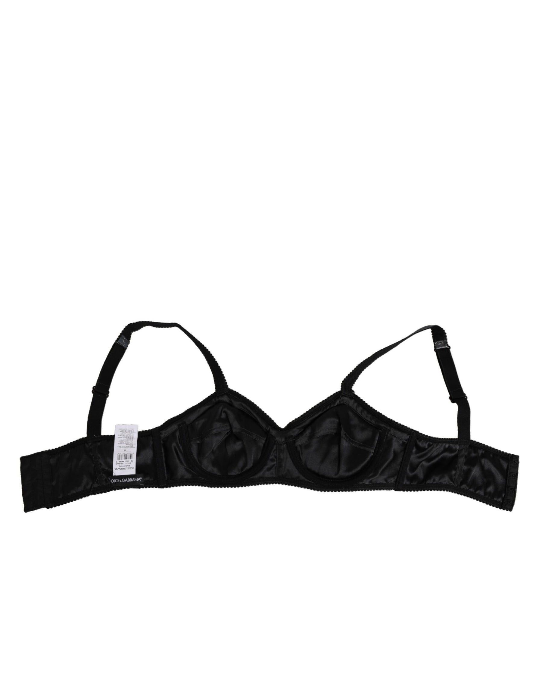 Dolce & Gabbana Dark Gray Silk Stretch Balconcino Bra Underwear | Regal Royce