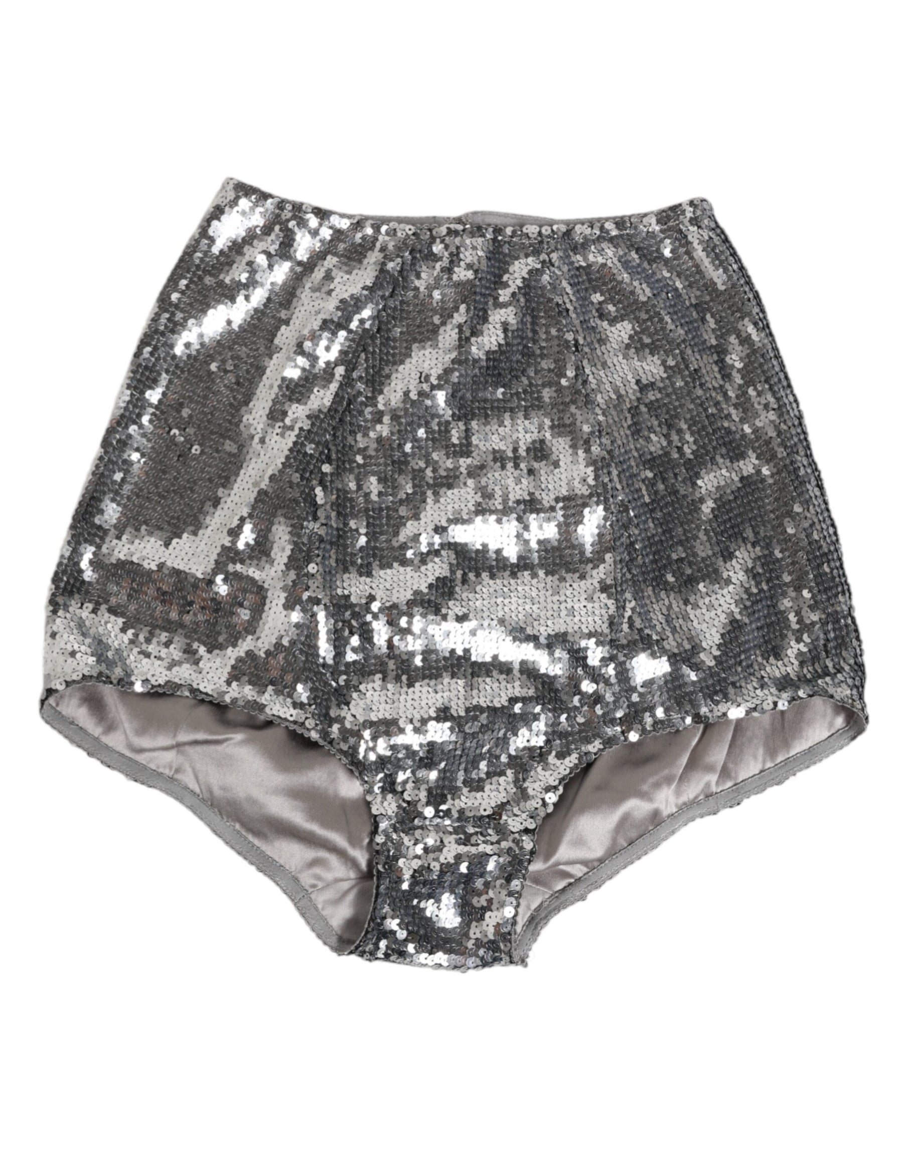 Dolce & Gabbana Silver Nylon Sequined Slip Girdle Panty Underwear | Regal Royce