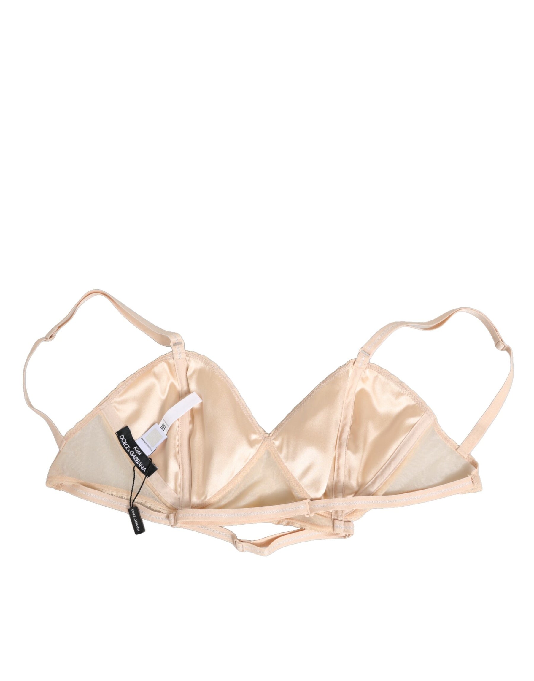 Dolce & Gabbana Beige Nylon Triangle Soft Cup Brassiere Underwear | Regal Royce
