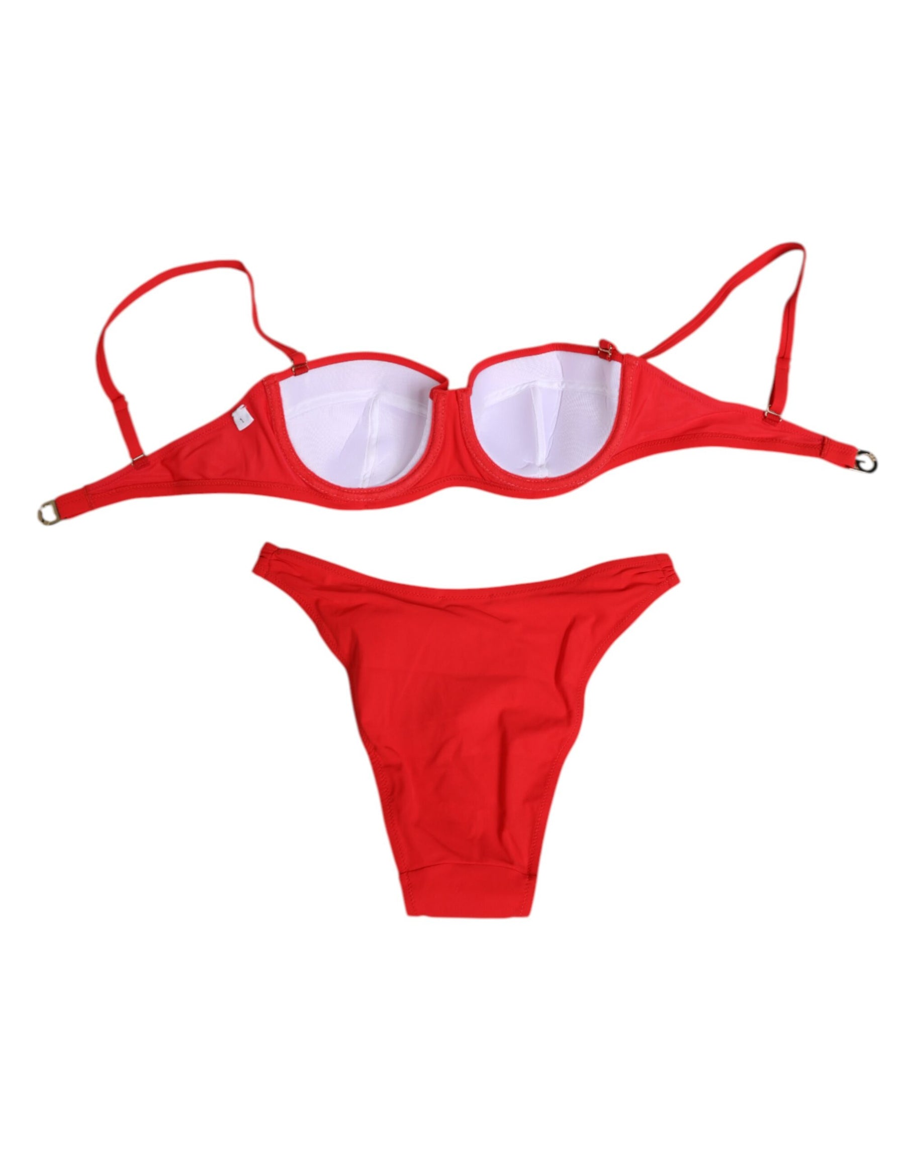 Dolce & Gabbana Red Nylon Swimsuit 2 Piece Top Bottom Swimwear | Regal Royce