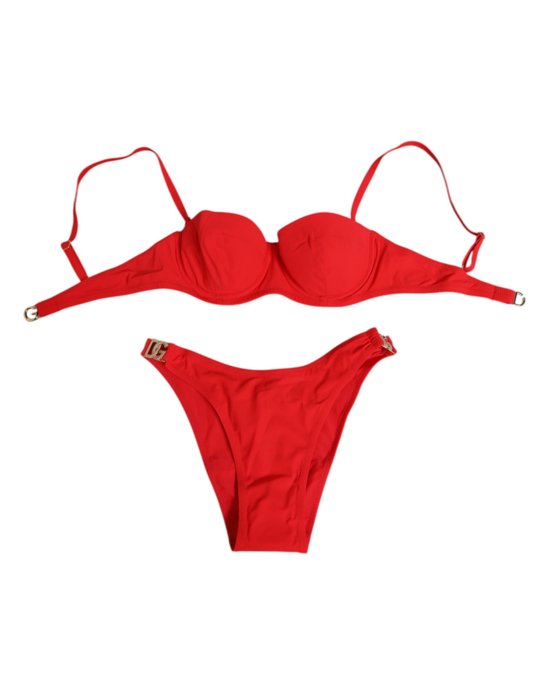 Dolce & Gabbana Red Nylon Swimsuit 2 Piece Top Bottom Swimwear | Regal Royce