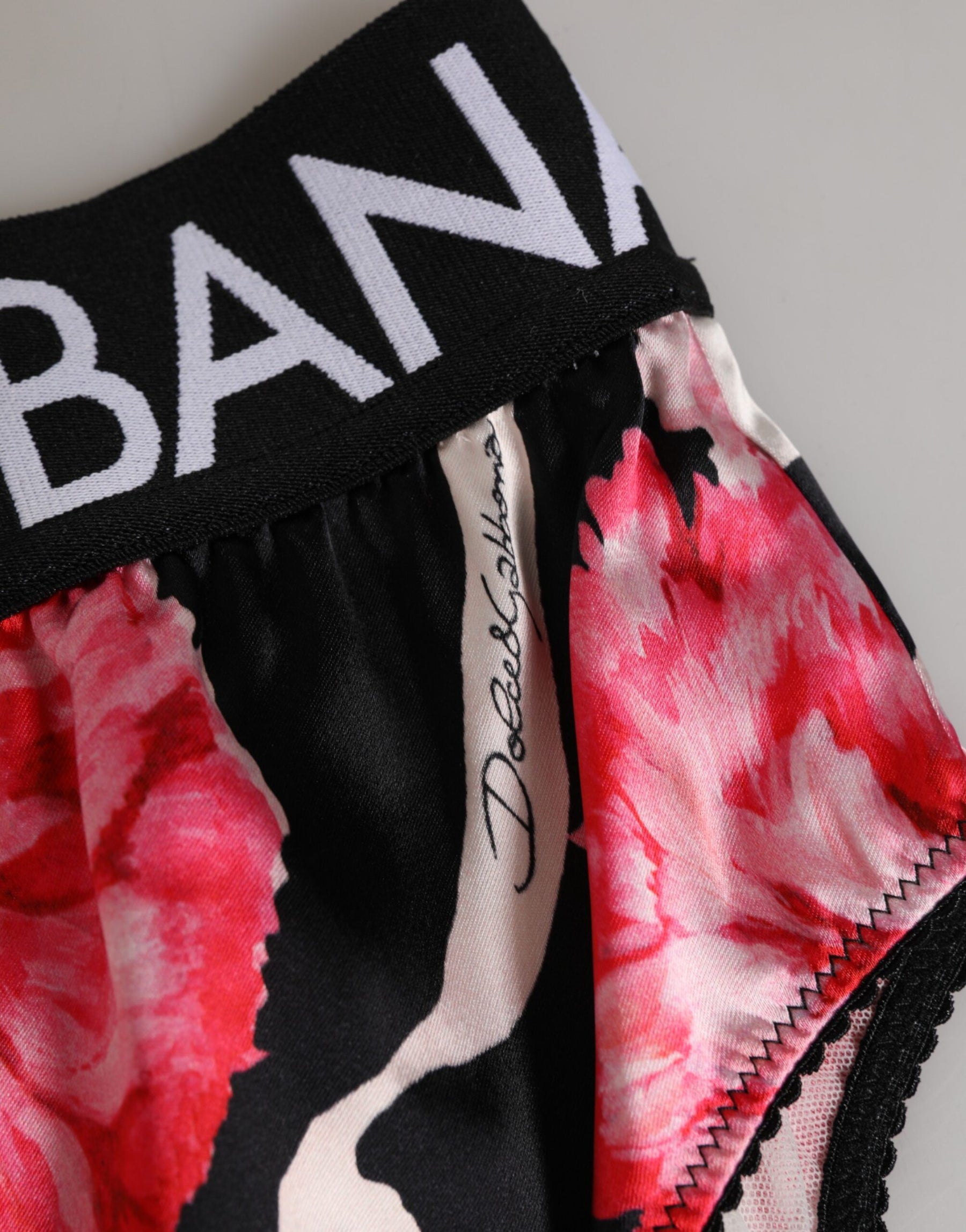 Dolce & Gabbana Black Floral Print High Waist Panty Underwear | Regal Royce