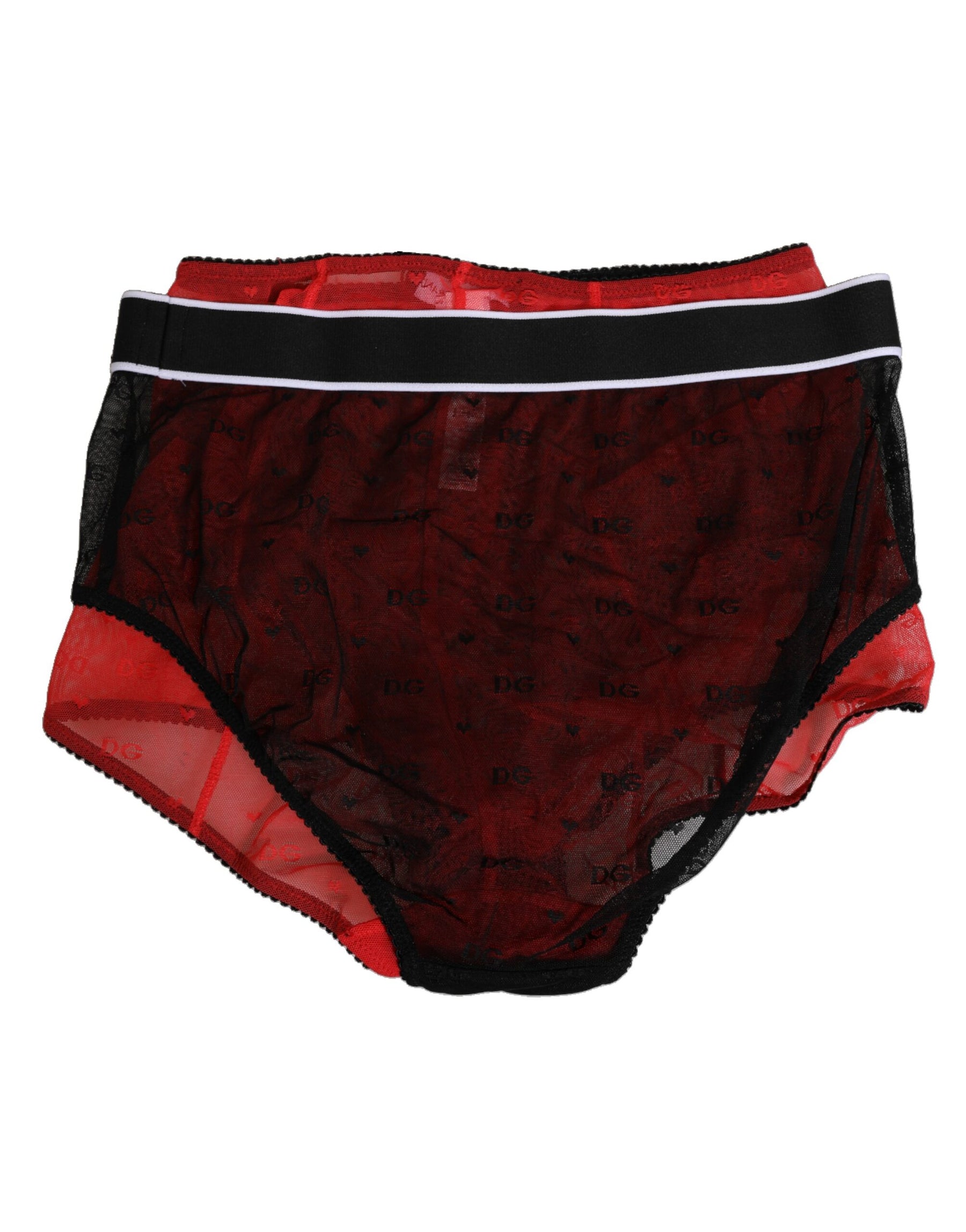 Dolce & Gabbana Black Red Nylon High Waist Girdle Underwear | Regal Royce