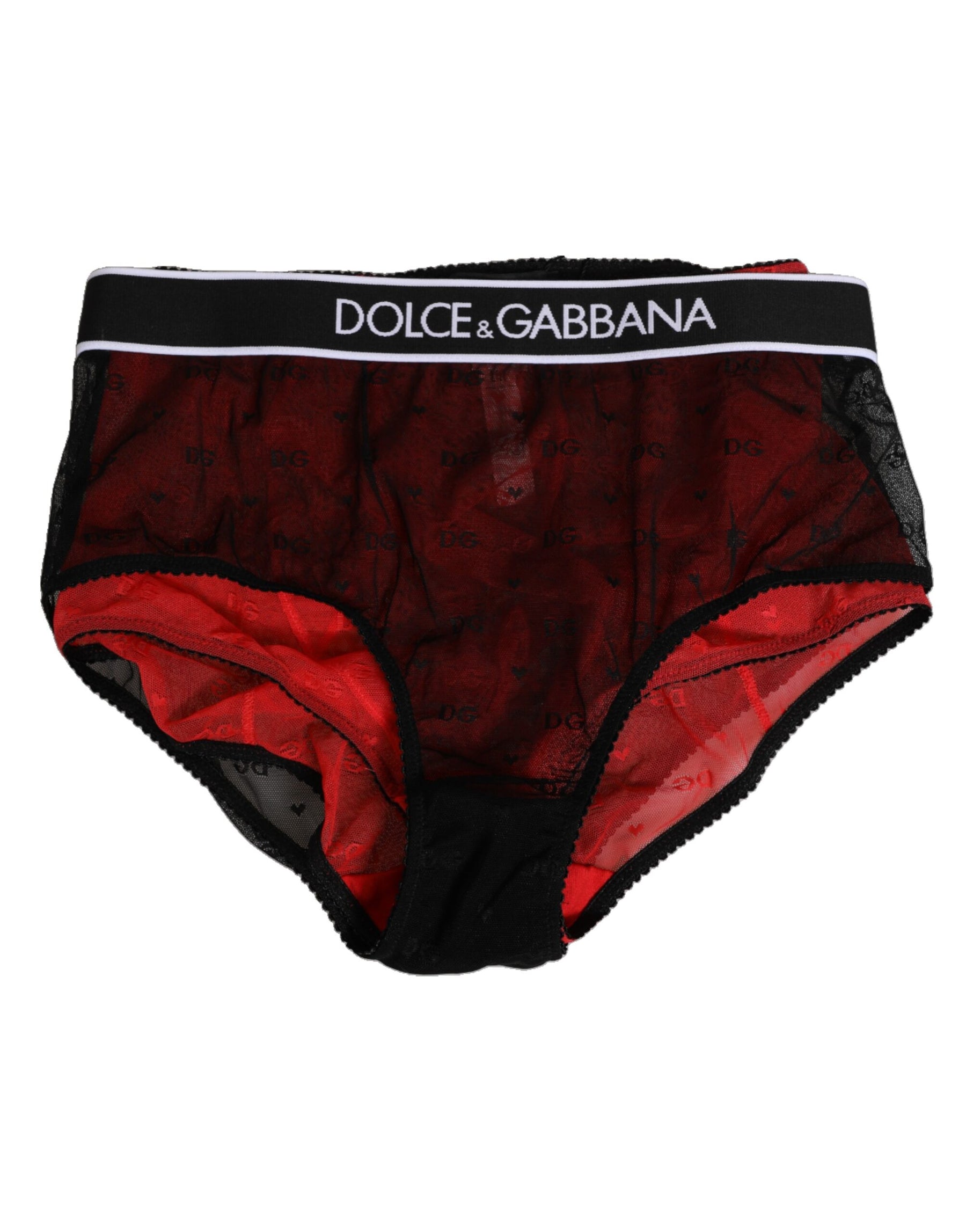 Dolce & Gabbana Black Red Nylon High Waist Girdle Underwear | Regal Royce