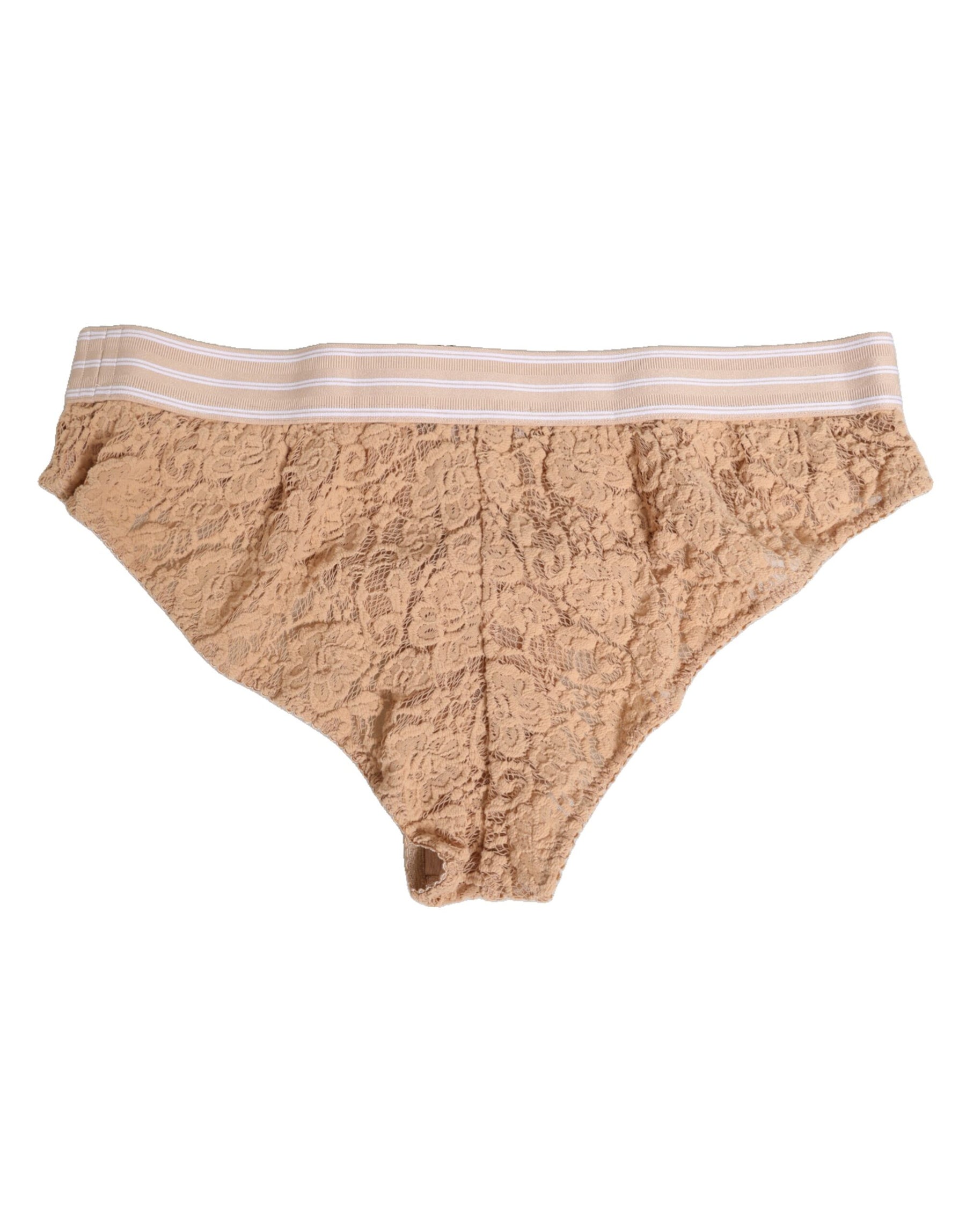 Dolce & Gabbana Beige Lace Nylon High Waist Panty Underwear | Regal Royce