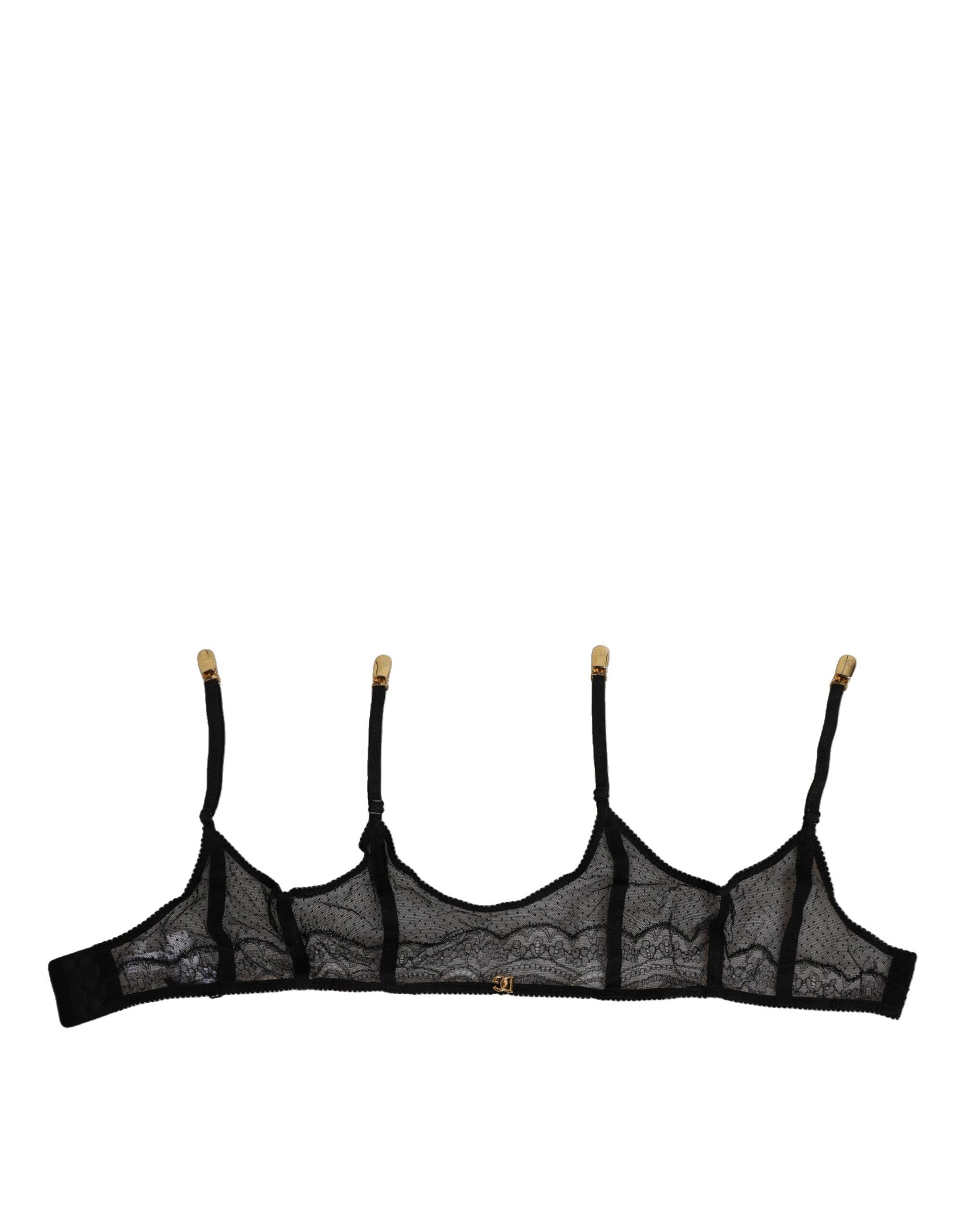 Dolce & Gabbana Black Floral Lace Nylon Strap Garter Underwear | Regal Royce