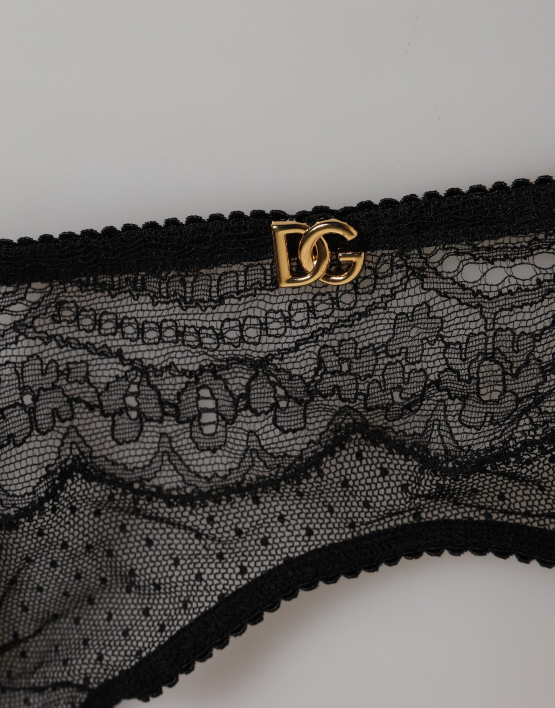 Dolce & Gabbana Black Floral Lace Nylon Strap Garter Underwear | Regal Royce