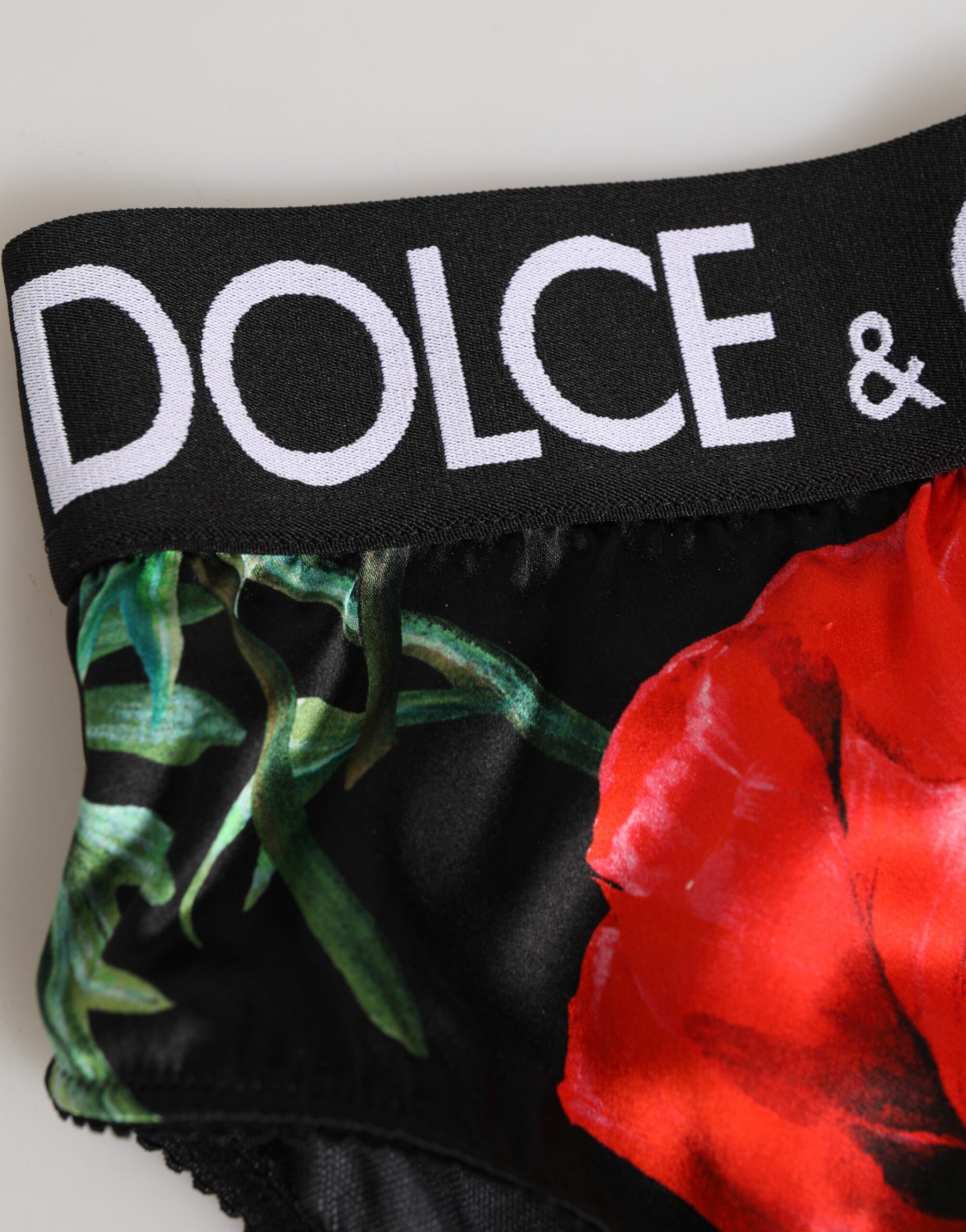 Dolce & Gabbana Black Floral Silk High Waist Panty Underwear | Regal Royce