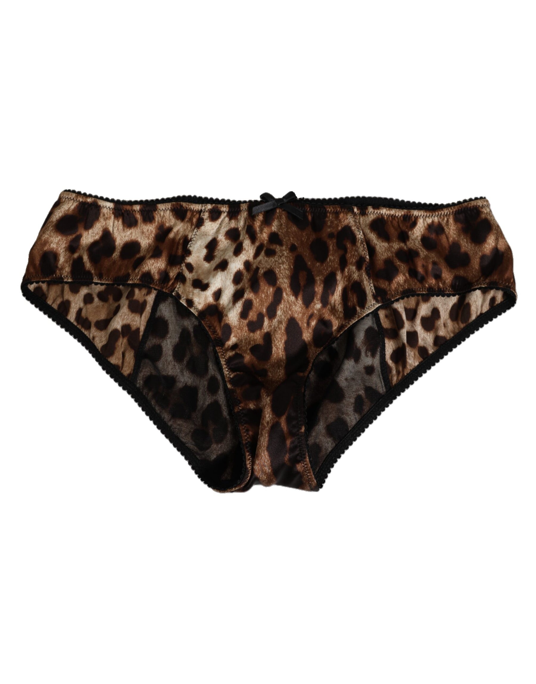 Dolce & Gabbana Brown Leopard Silk Mid Waist Panty Underwear | Regal Royce