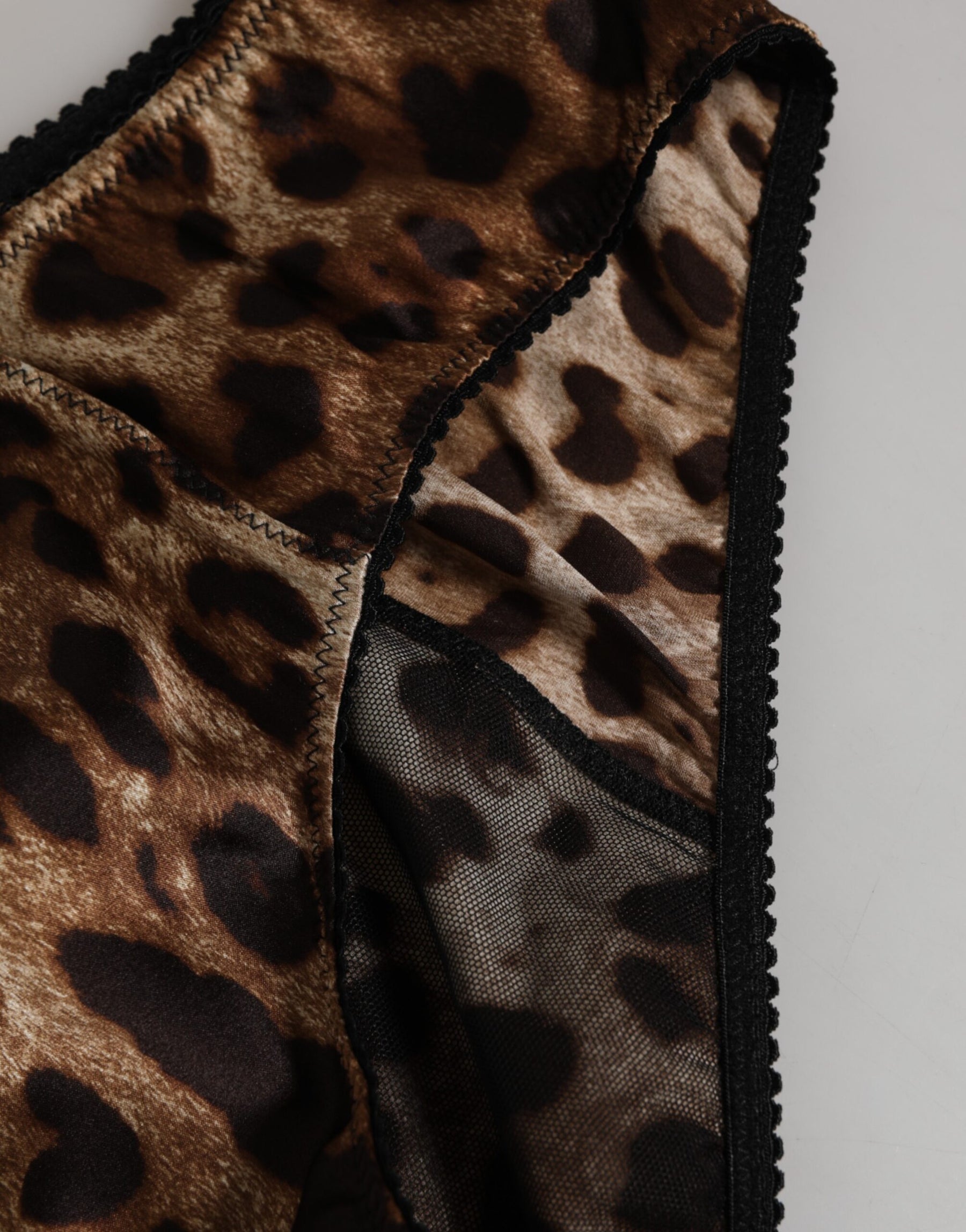 Dolce & Gabbana Brown Leopard Silk Mid Waist Panty Underwear | Regal Royce