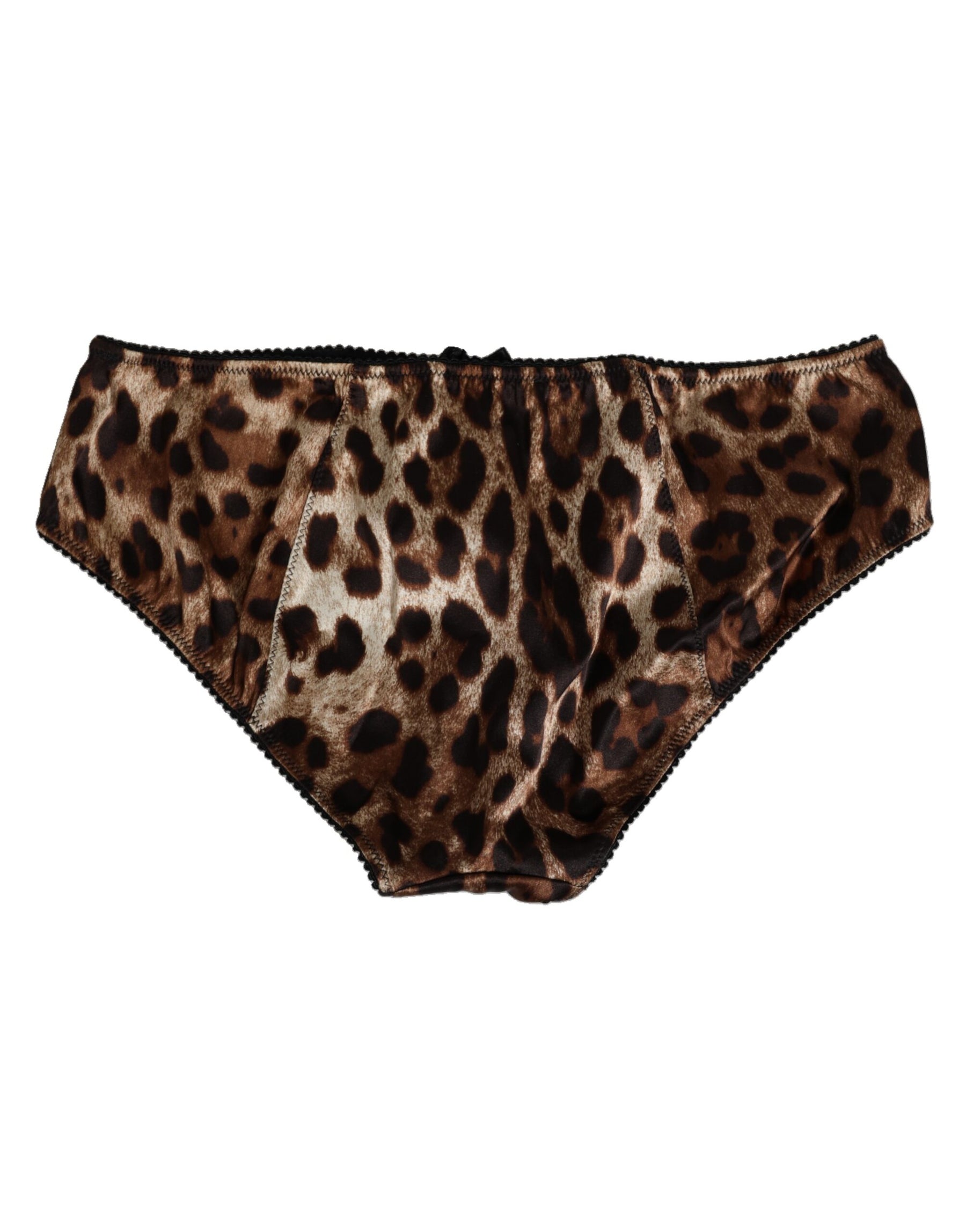 Dolce & Gabbana Brown Leopard Silk Mid Waist Panty Underwear | Regal Royce