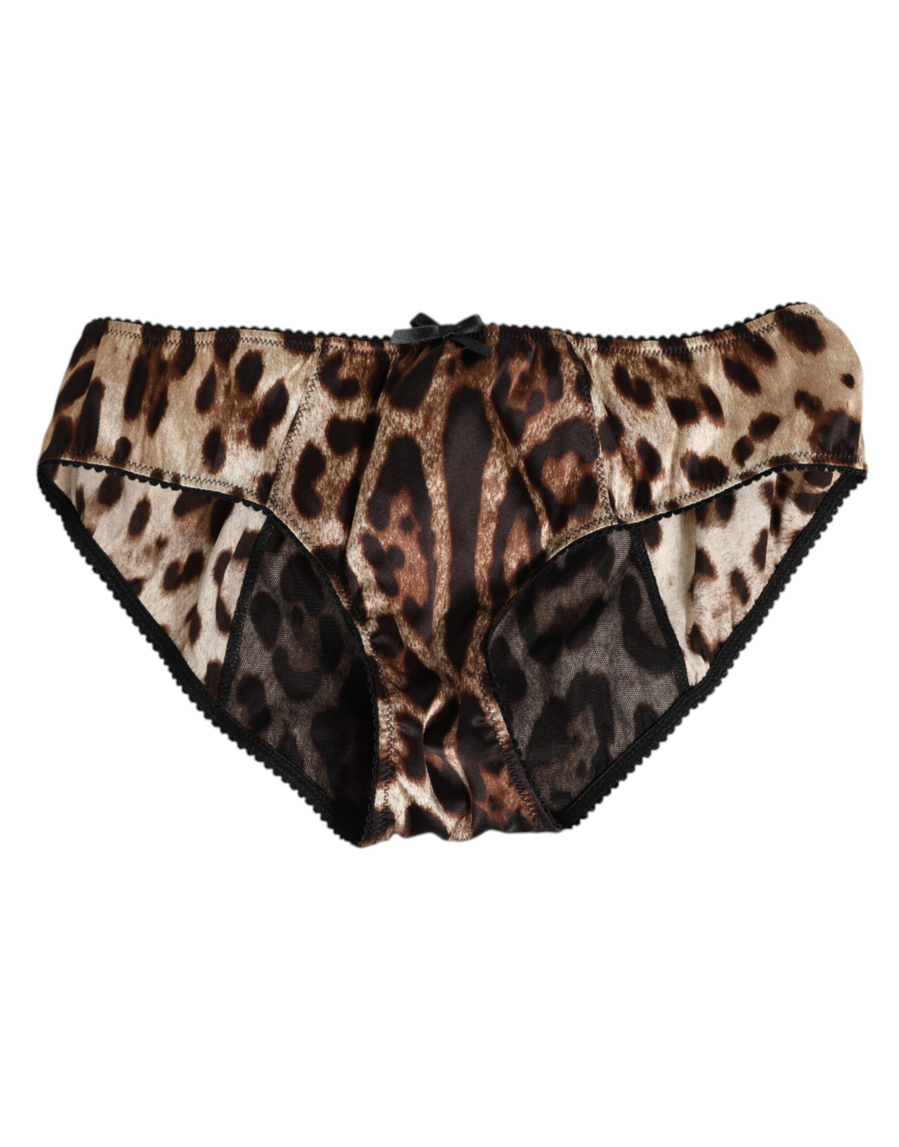 Dolce & Gabbana Brown Leopard Silk Mid Waist Panty Underwear | Regal Royce
