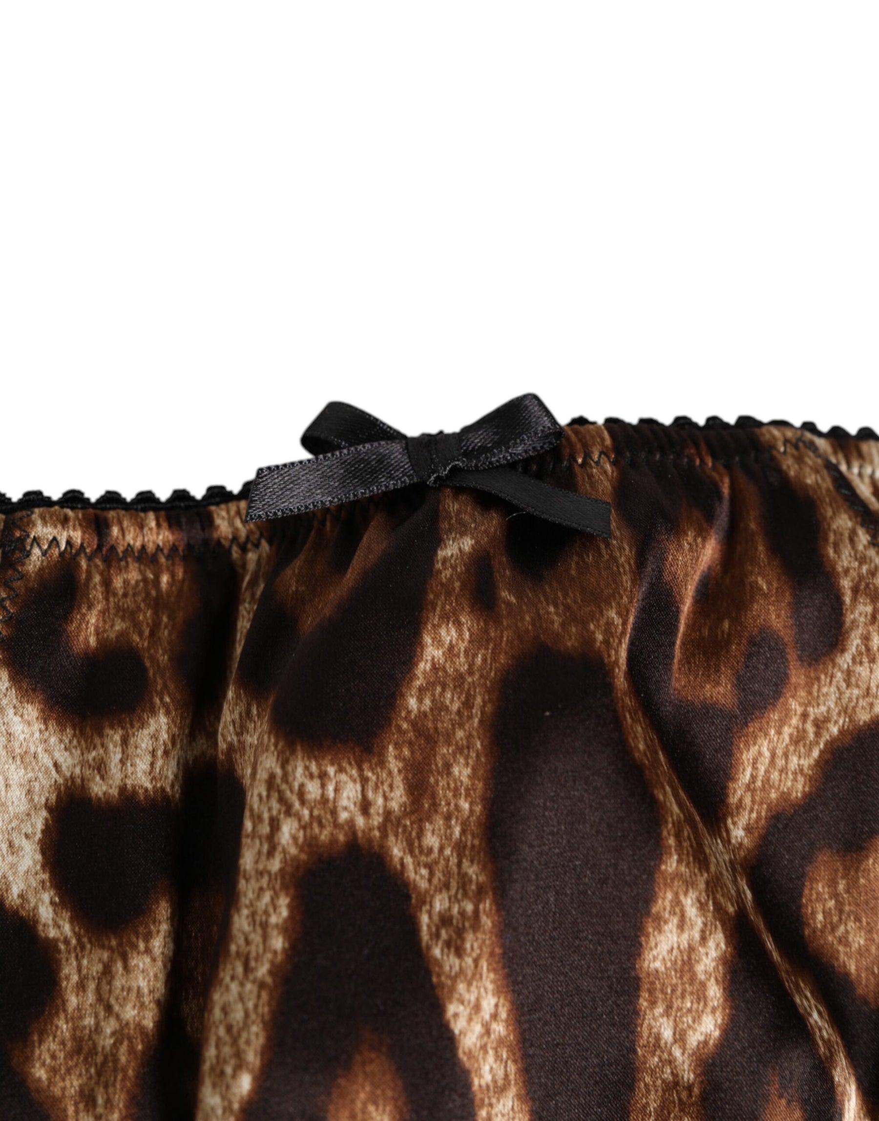 Dolce & Gabbana Brown Leopard Silk Mid Waist Panty Underwear | Regal Royce