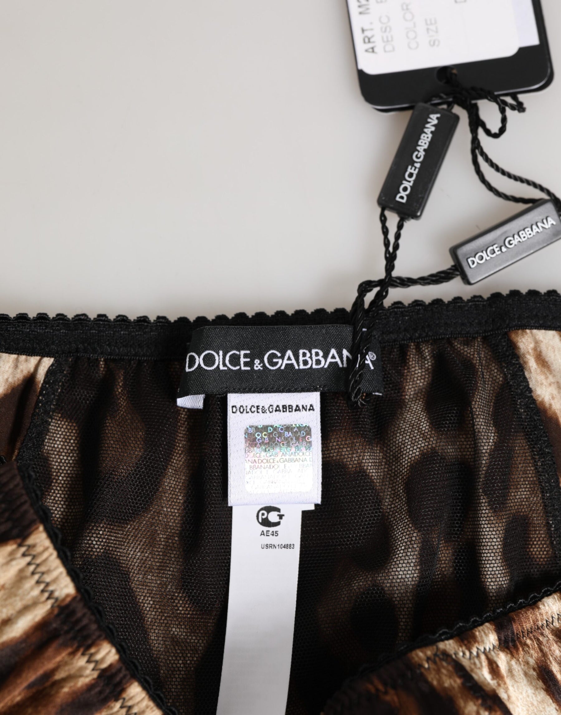 Dolce & Gabbana Brown Leopard Silk Mid Waist Panty Underwear | Regal Royce