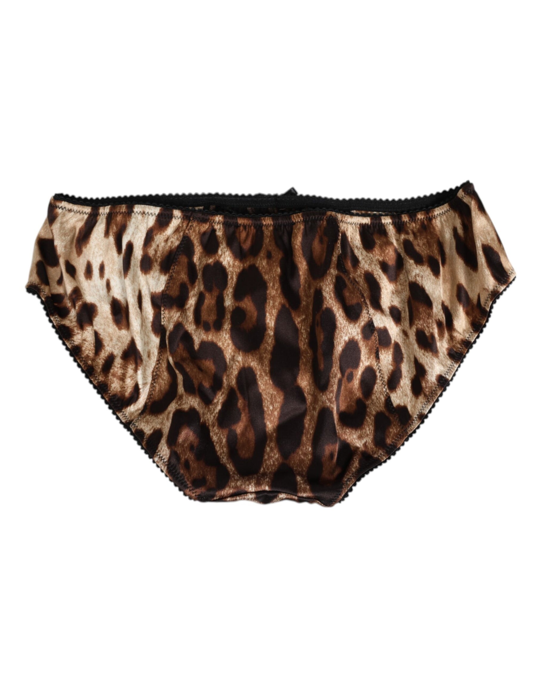 Dolce & Gabbana Brown Leopard Silk Mid Waist Panty Underwear | Regal Royce