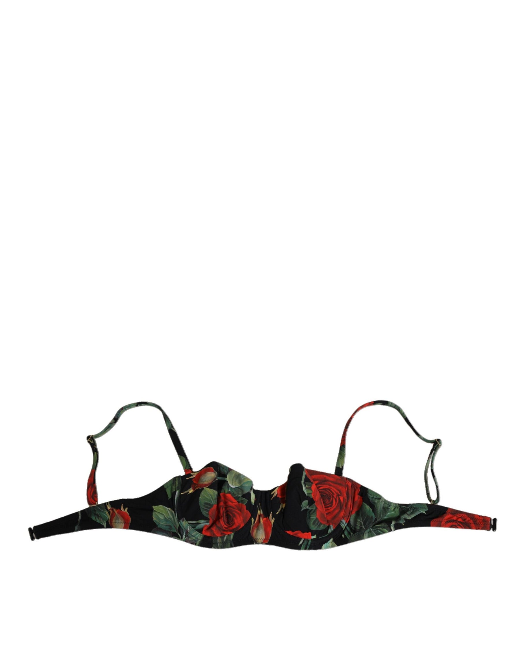 Dolce & Gabbana Black Floral Nylon Padded Balconnet Bra Underwear | Regal Royce