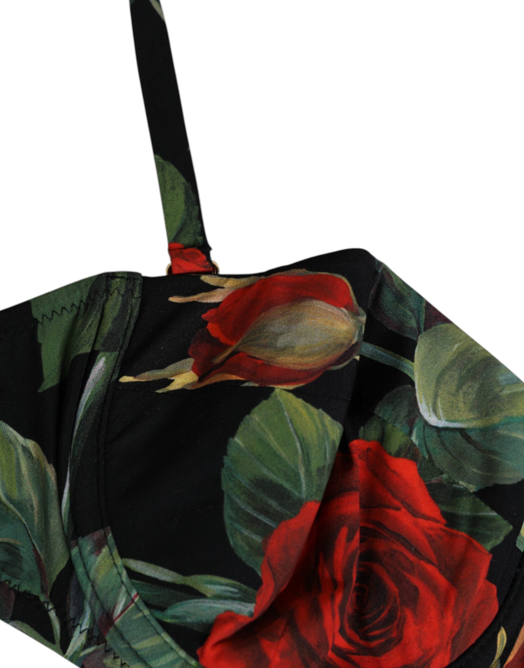 Dolce & Gabbana Black Floral Nylon Padded Balconnet Bra Underwear | Regal Royce