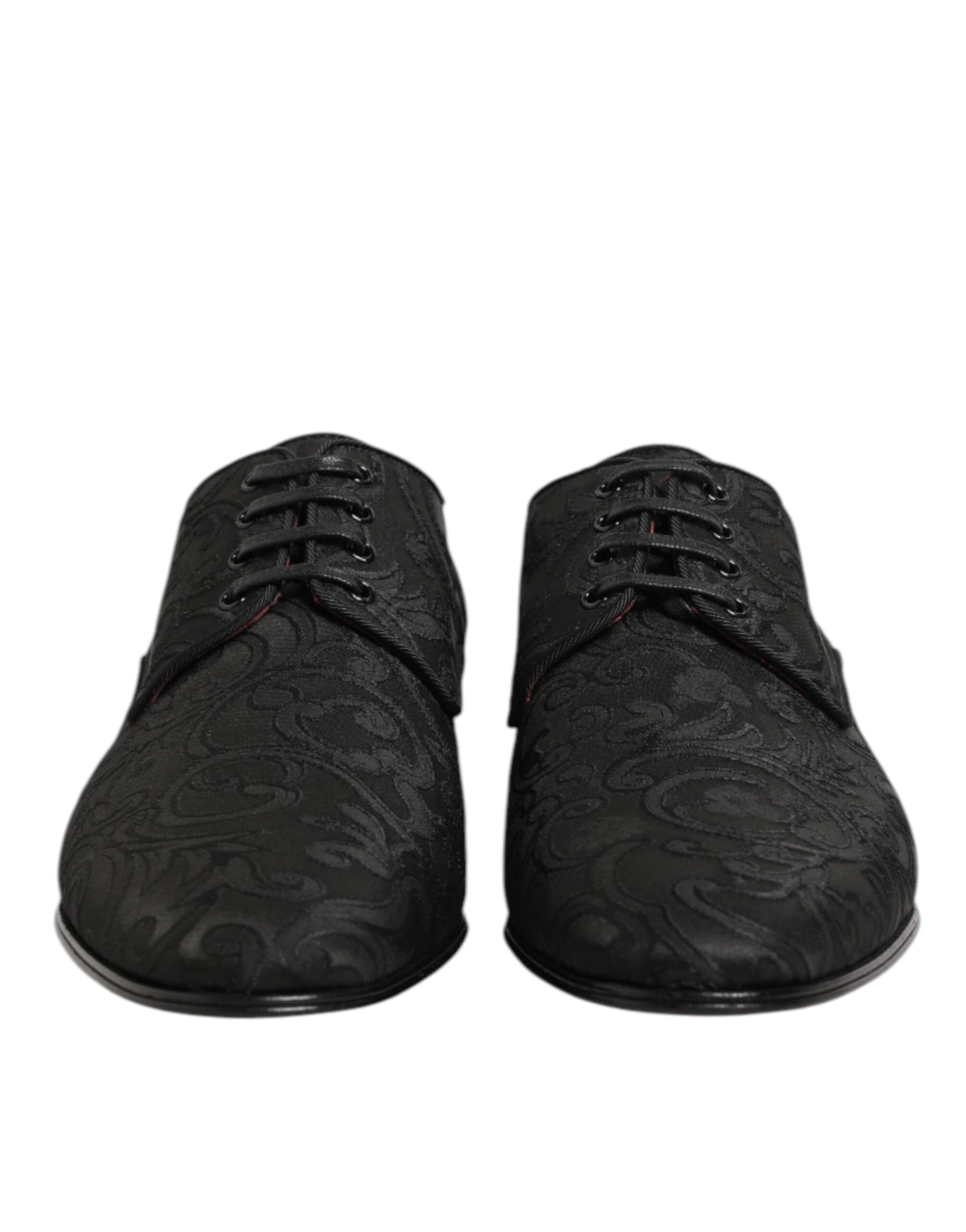 Dolce & Gabbana Black Brocade Lace Up Derby Men Dress Shoes | Regal Royce