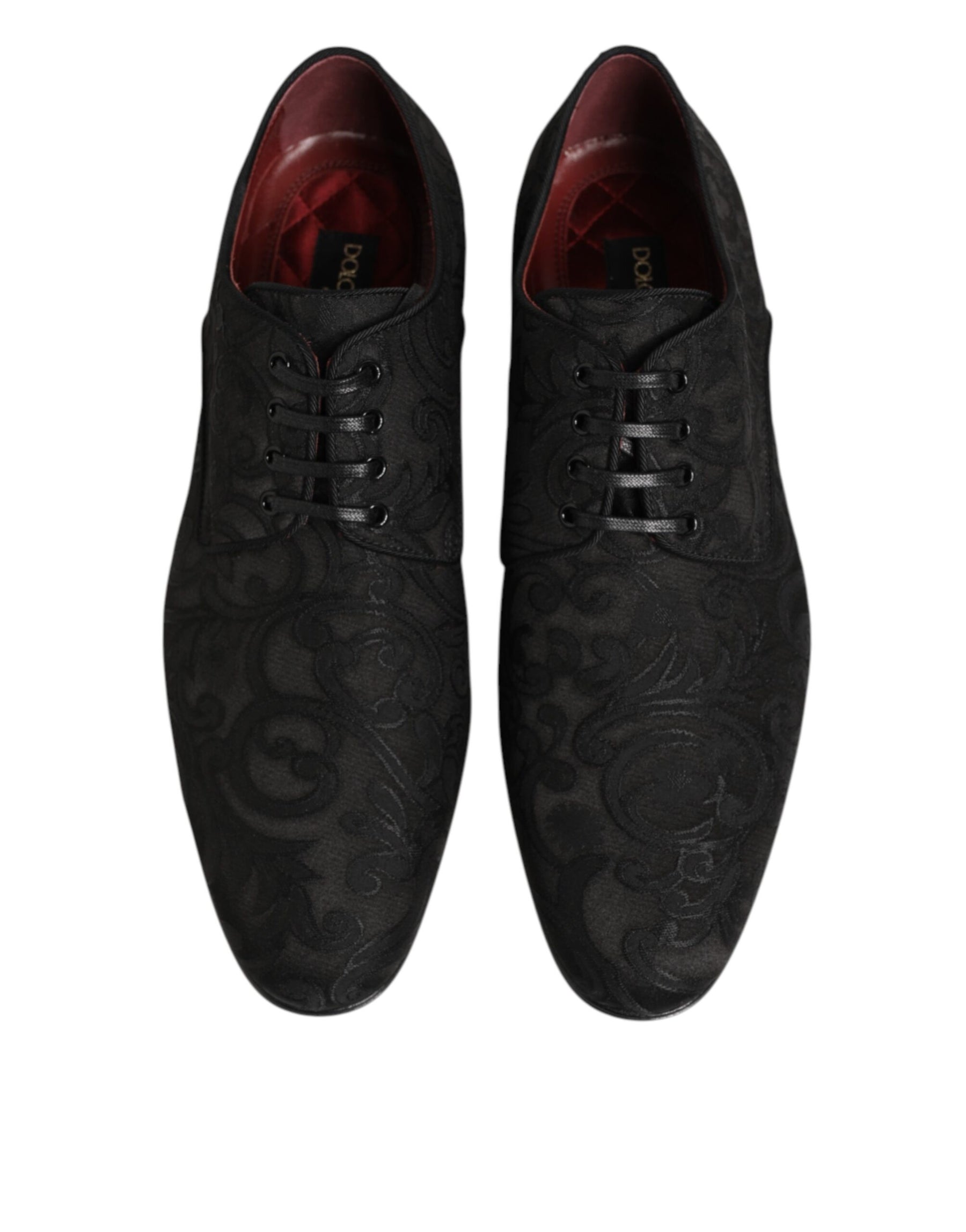Dolce & Gabbana Black Brocade Lace Up Derby Men Dress Shoes | Regal Royce