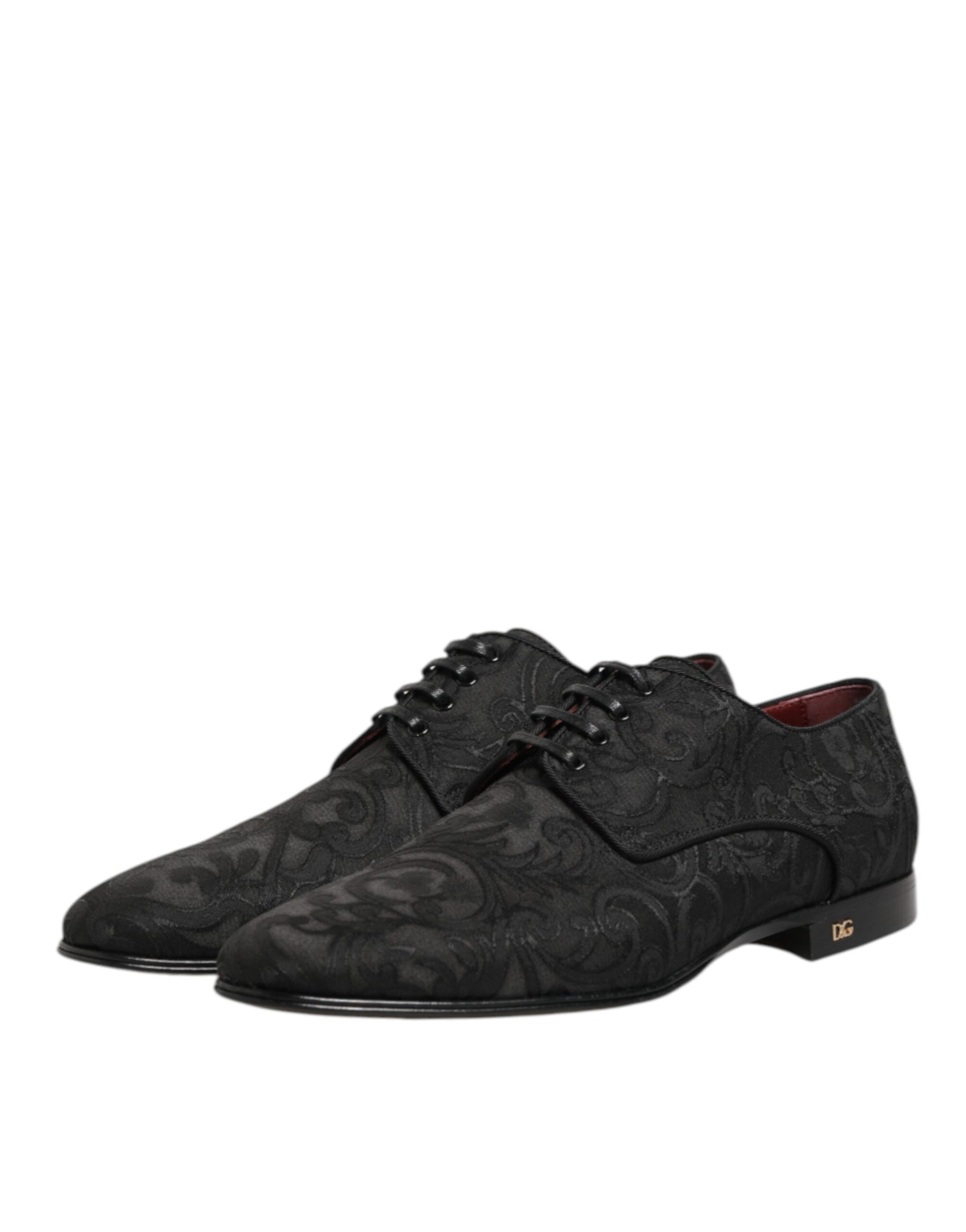 Dolce & Gabbana Black Brocade Lace Up Derby Men Dress Shoes | Regal Royce