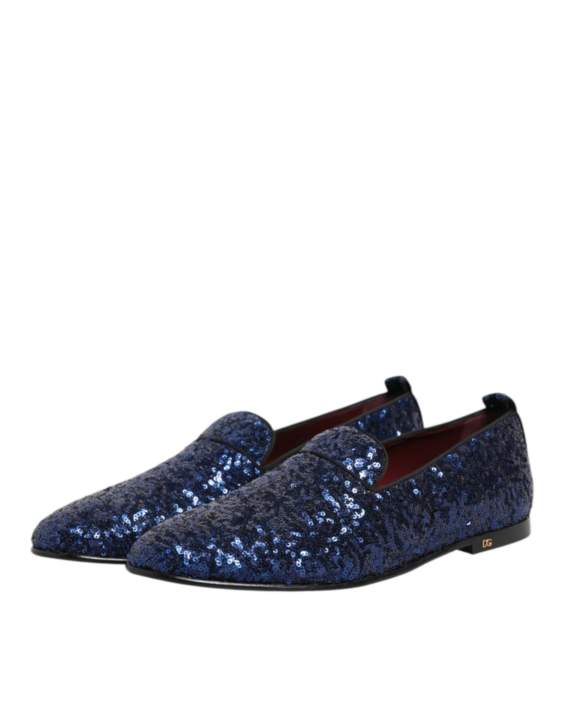 Dolce & Gabbana Blue Sequined Loafers Slippers Men Dress Shoes | Regal Royce