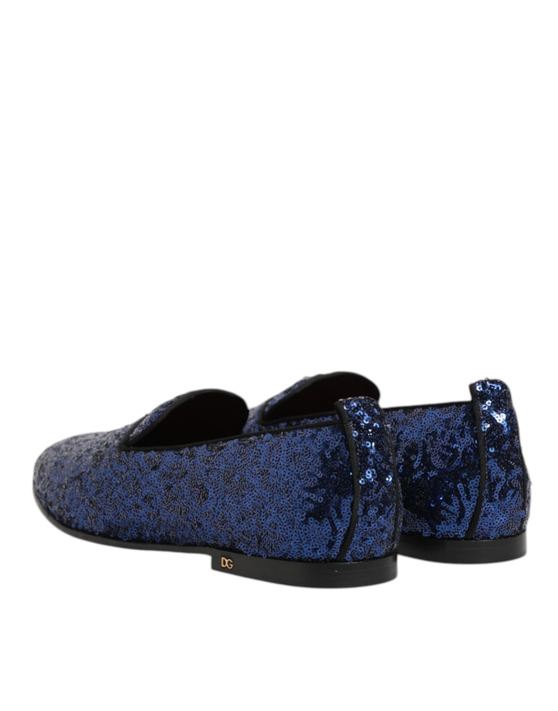 Dolce & Gabbana Blue Sequined Loafers Slippers Men Dress Shoes | Regal Royce