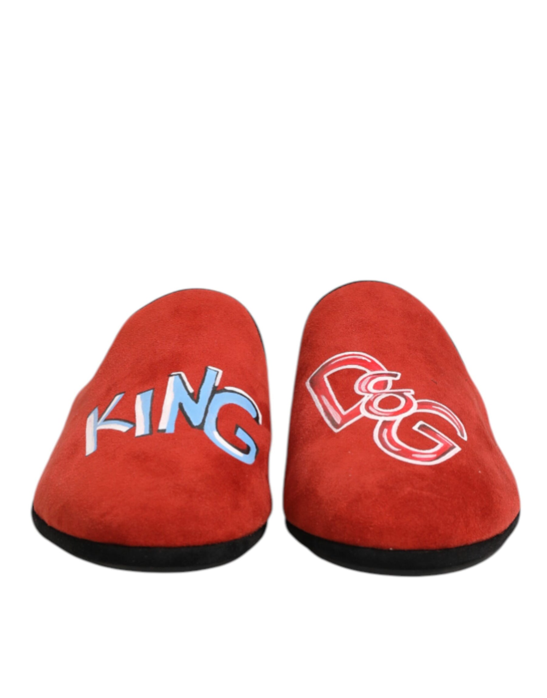 Dolce & Gabbana Red Suede DG King Men House Slippers Shoes | Regal Royce