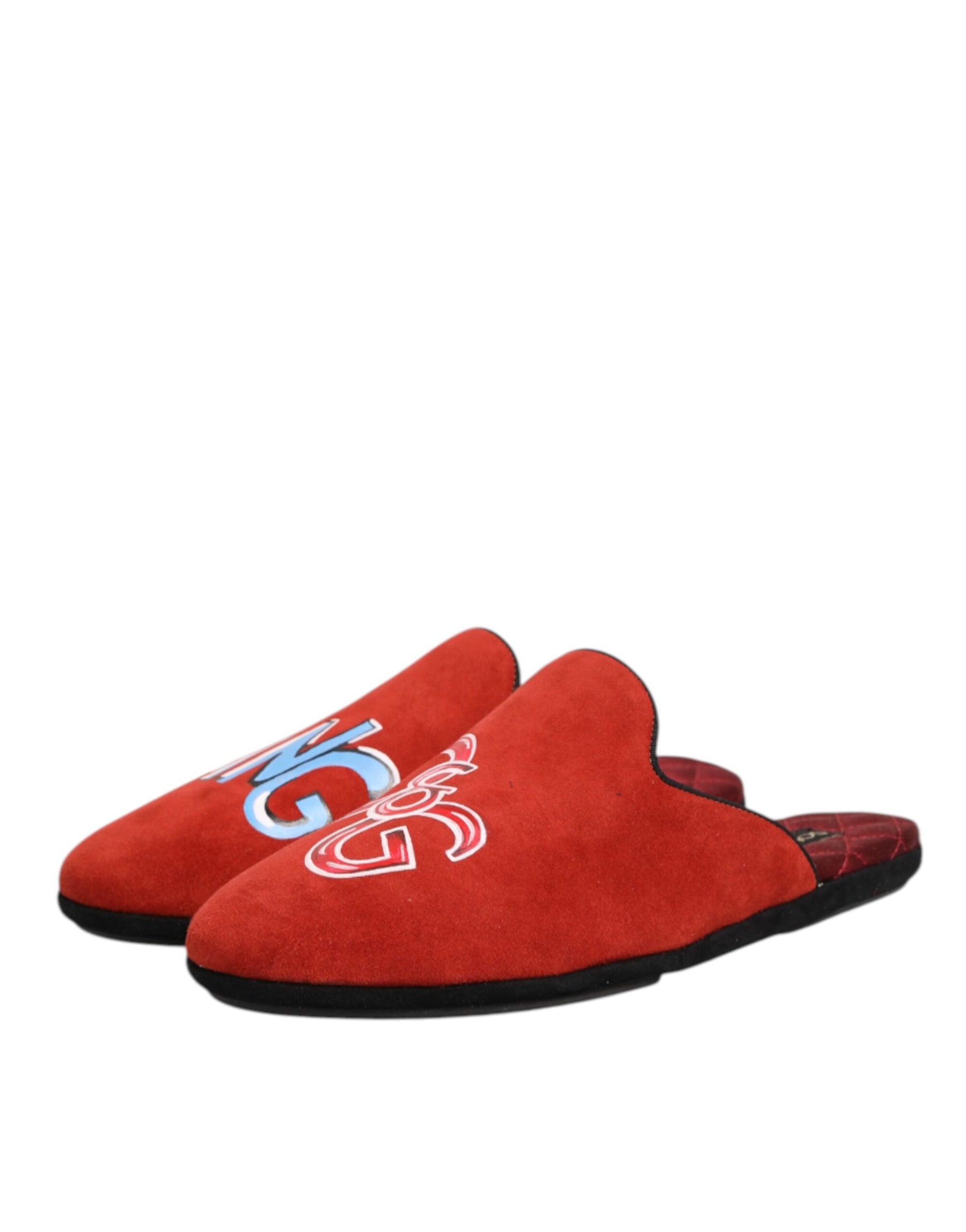 Dolce & Gabbana Red Suede DG King Men House Slippers Shoes | Regal Royce