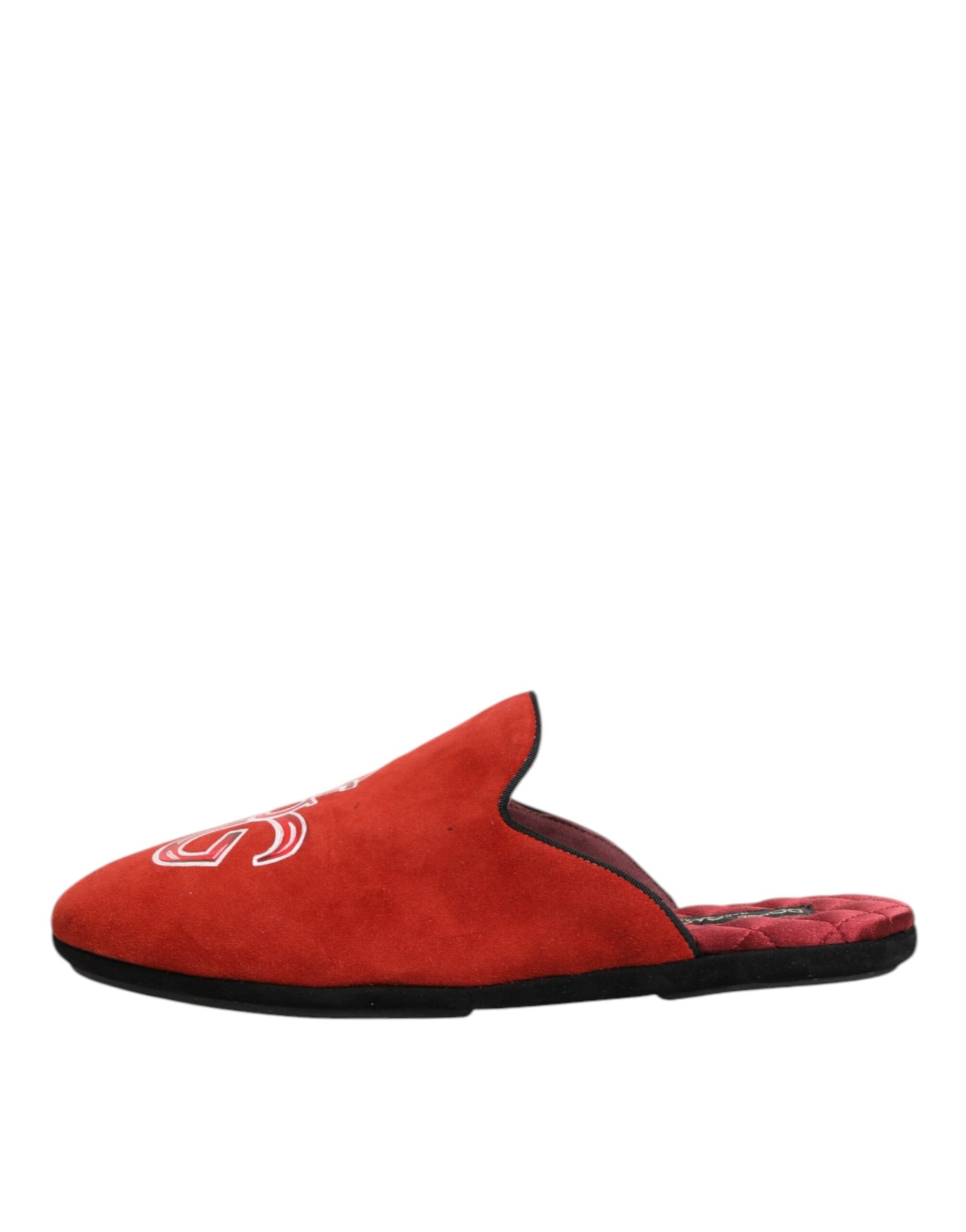 Dolce & Gabbana Red Suede DG King Men House Slippers Shoes | Regal Royce
