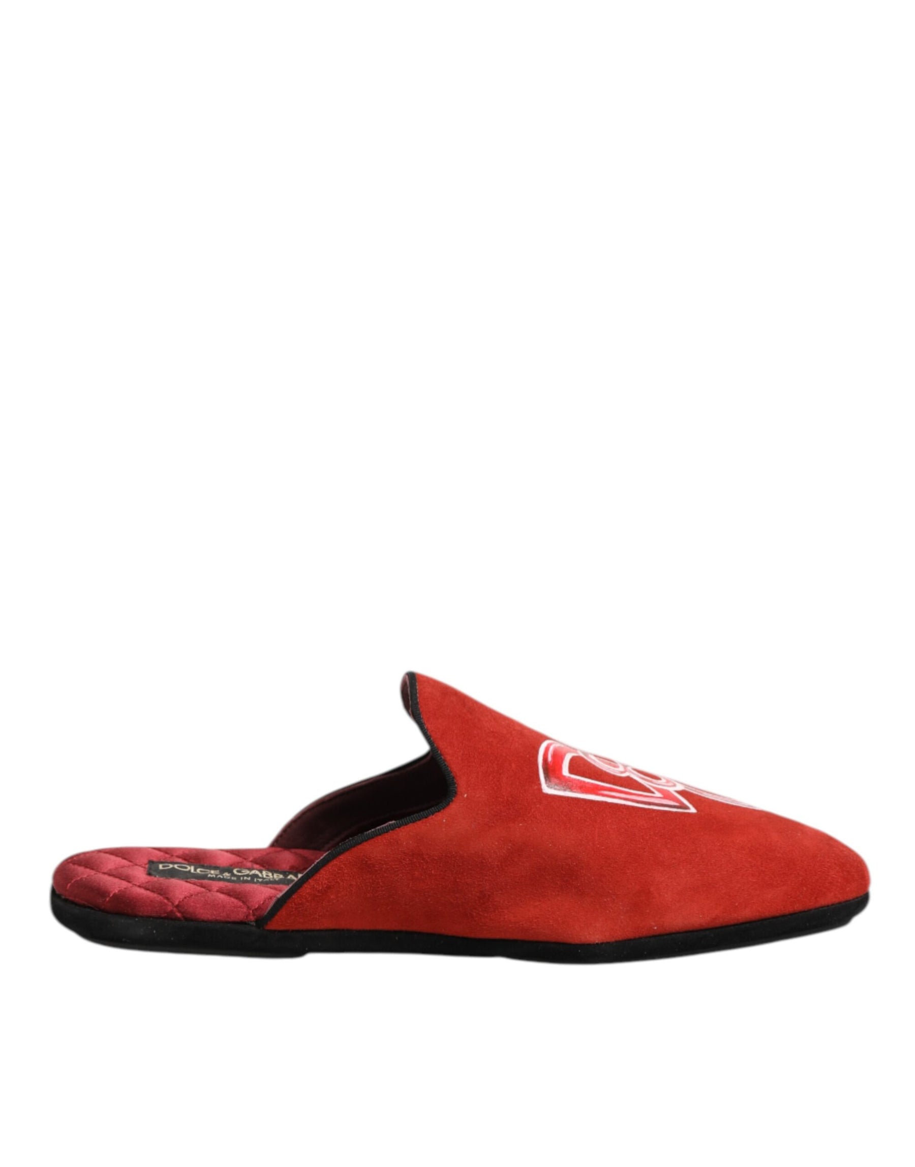 Dolce & Gabbana Red Suede DG King Men House Slippers Shoes | Regal Royce
