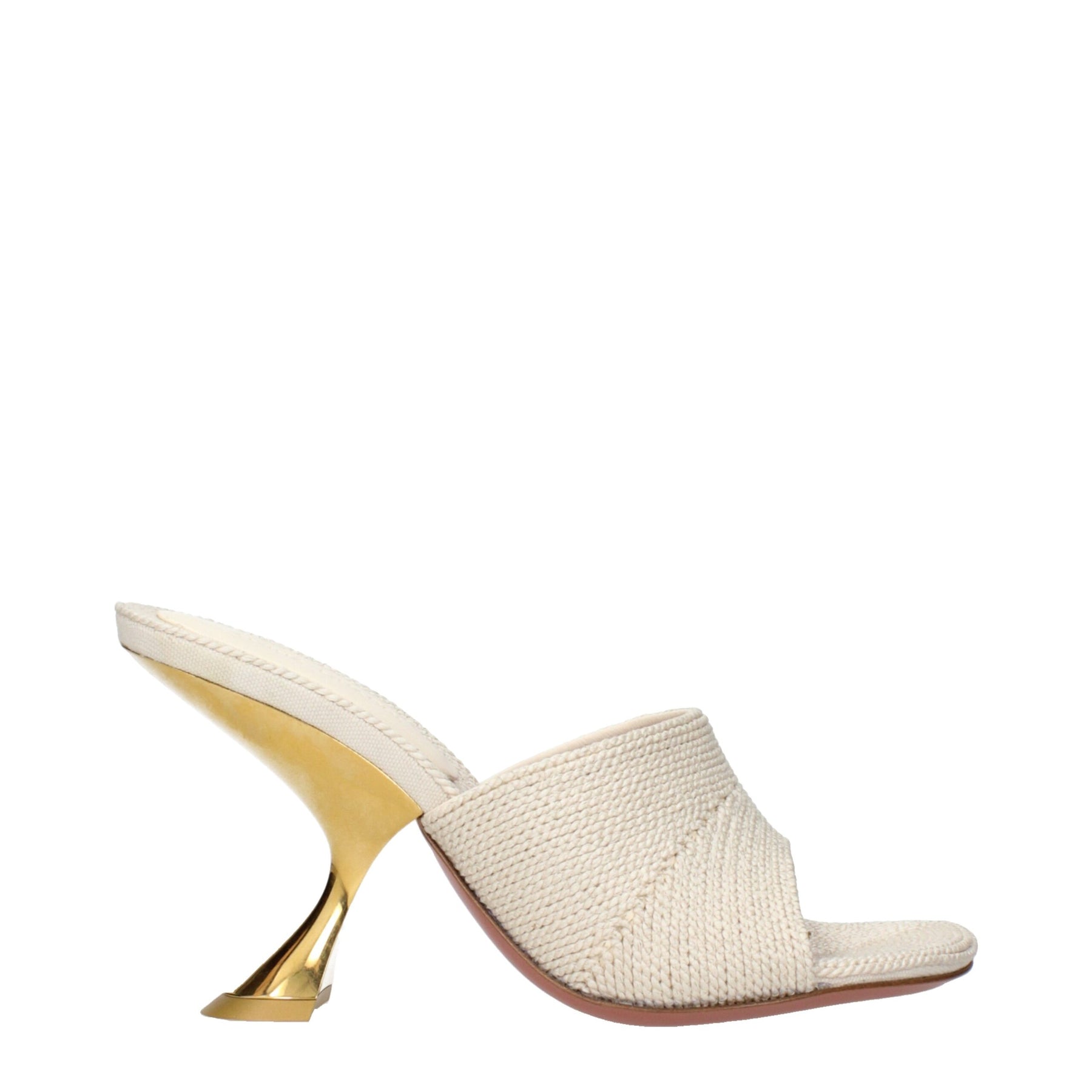 Amina Muaddi Beige Fabric Slippers | Regal Royce