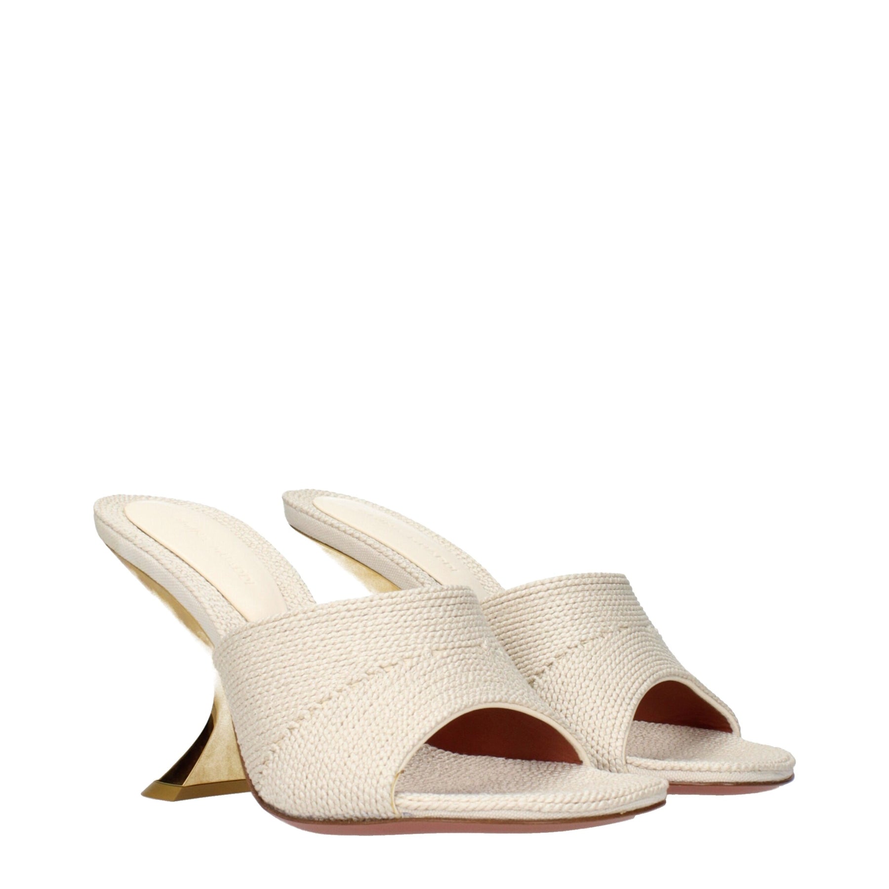 Amina Muaddi Beige Fabric Slippers | Regal Royce