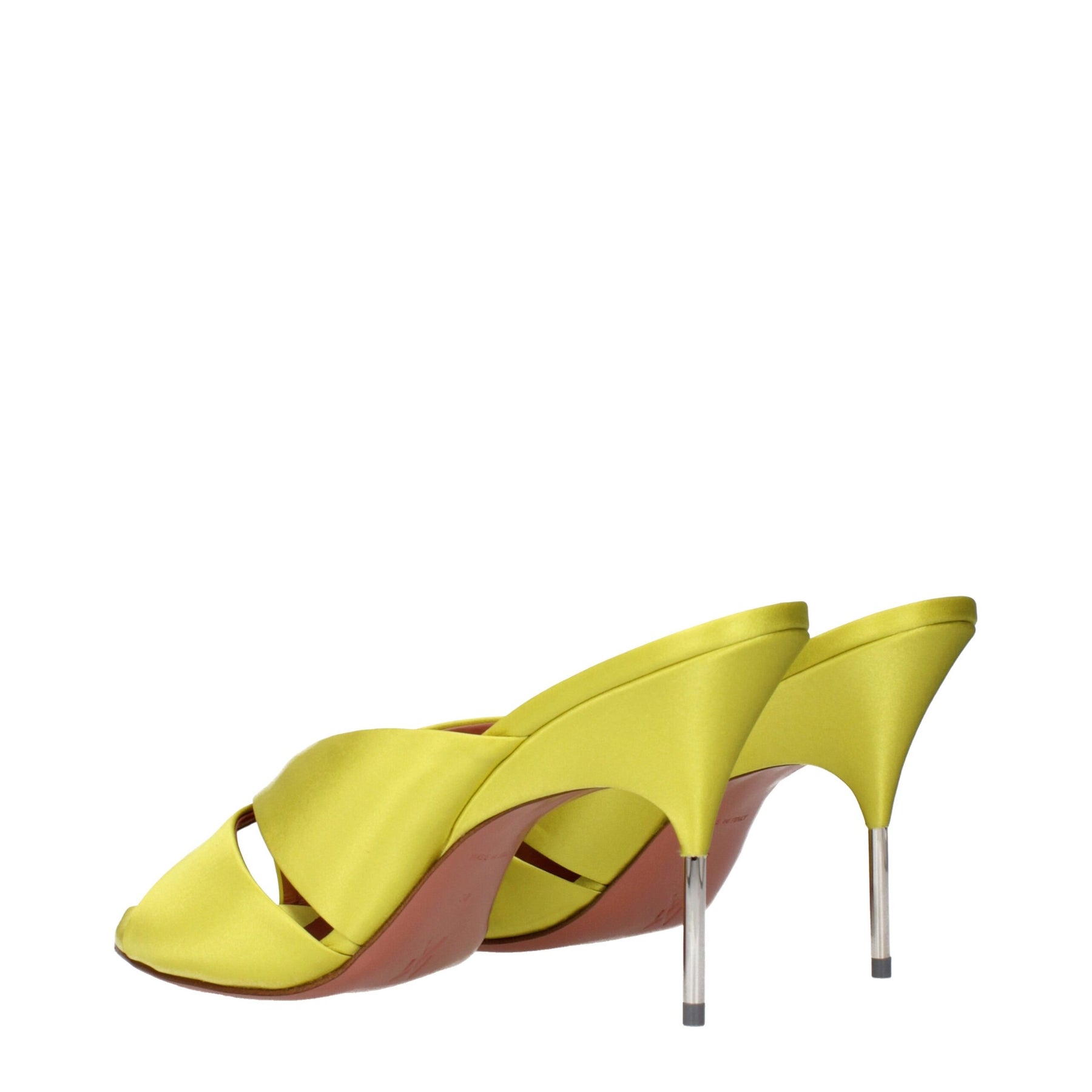 Amina Muaddi Green Satin Stiletto Heel Sandals | Regal Royce