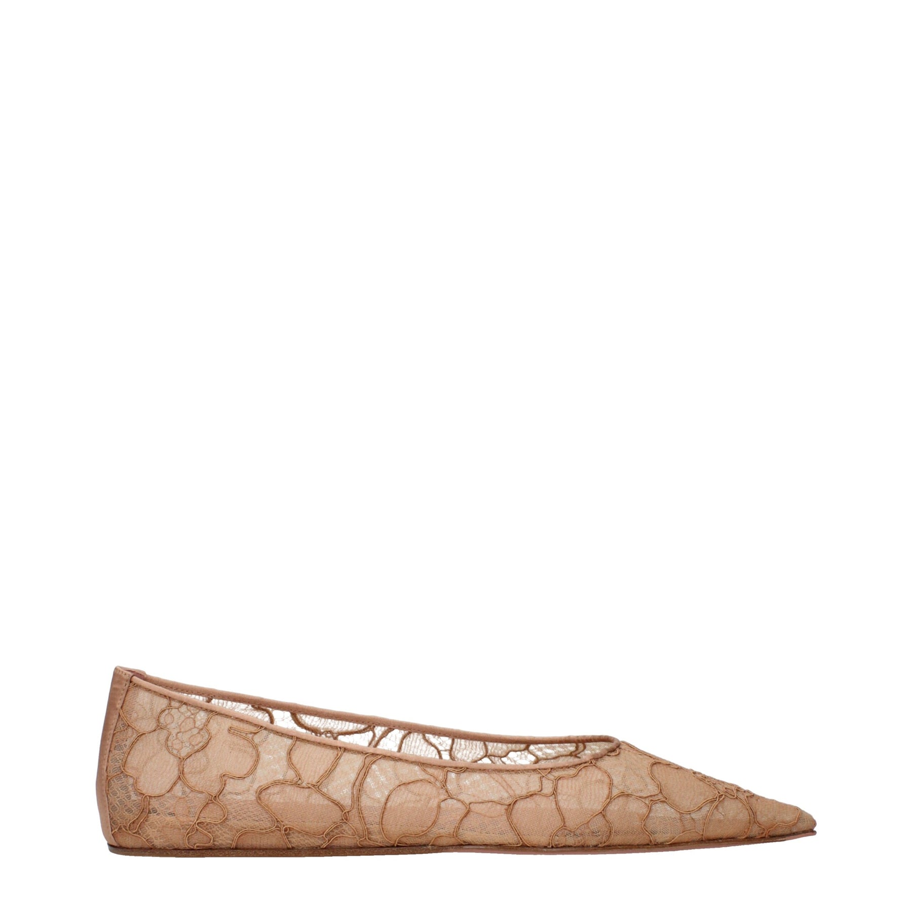 Amina Muaddi Beige Fabric Ballet Flats | Regal Royce