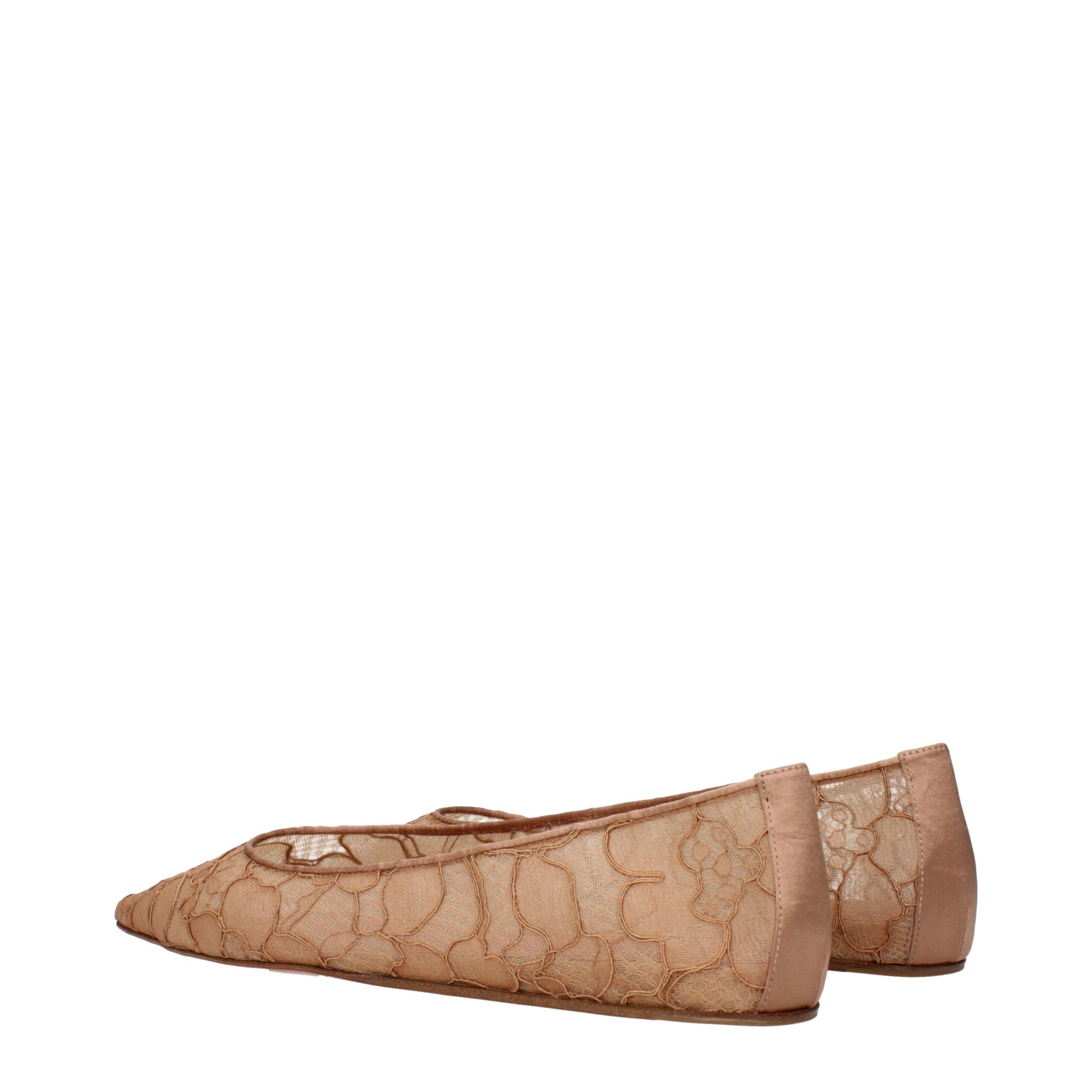 Amina Muaddi Beige Fabric Ballet Flats | Regal Royce