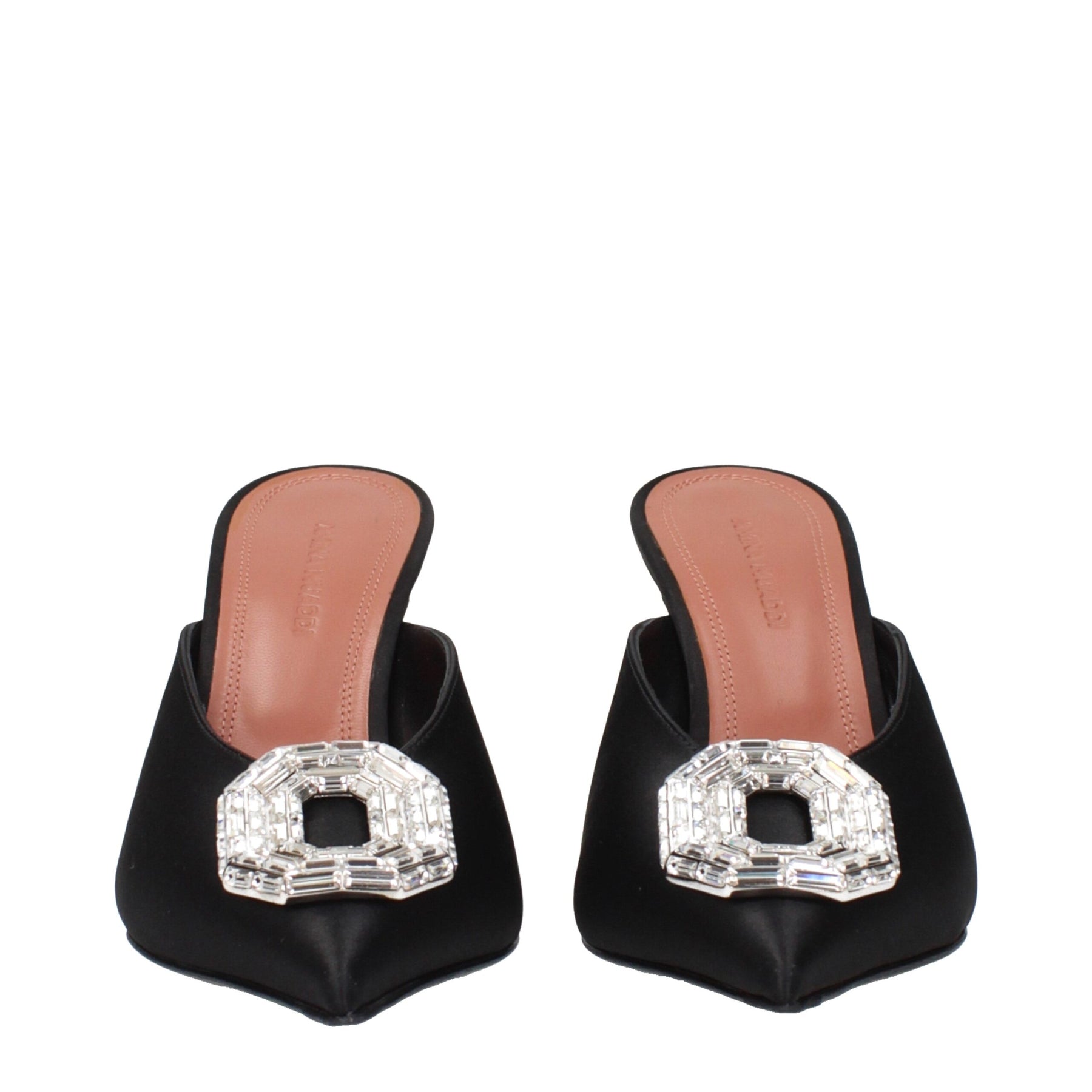 Amina Muaddi Black Satin High Heel Pumps | Regal Royce