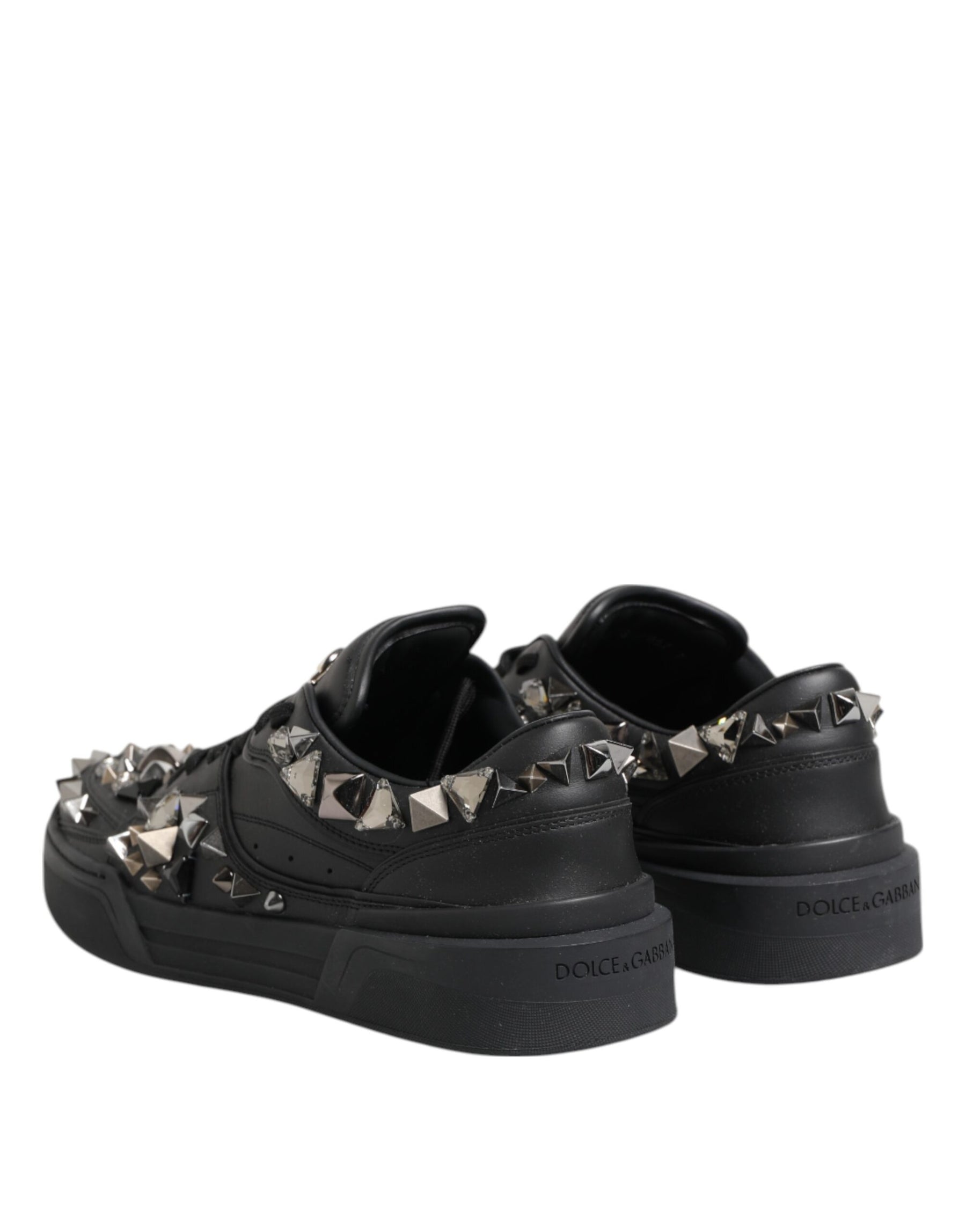 Dolce & Gabbana Black Portofino Studded Men Sneakers Shoes | Regal Royce